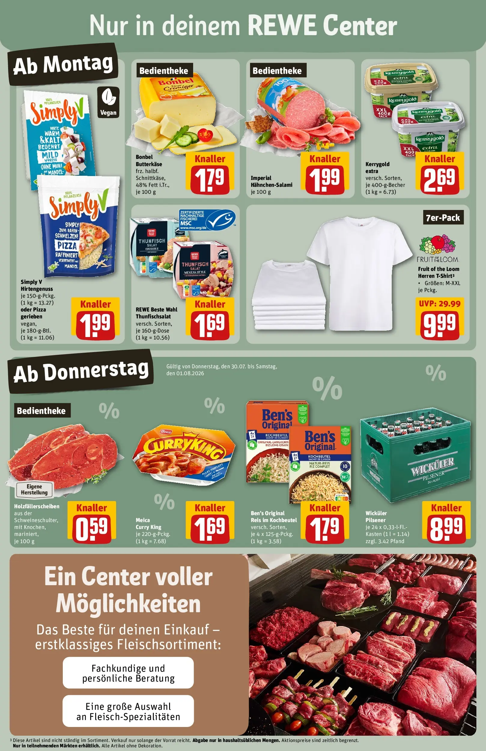 REWE Prospekt ab 27.07.2026 zum Blättern » Angebote | Seite: 3 | Produkte: Meica, Pizza, Reis, Salat