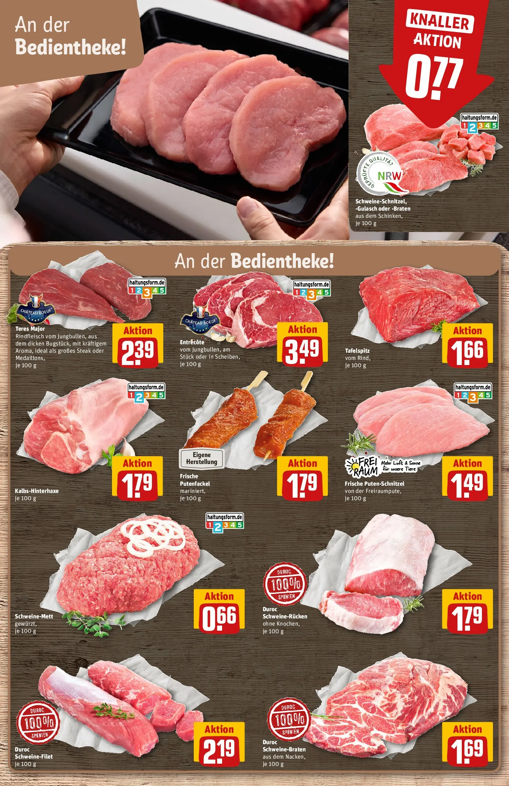 REWE Prospekt ab 27.07.2026 zum Blättern » Angebote | Seite: 8 | Produkte: Putenschnitzel, Schweinerucken, Rindfleisch, Steak