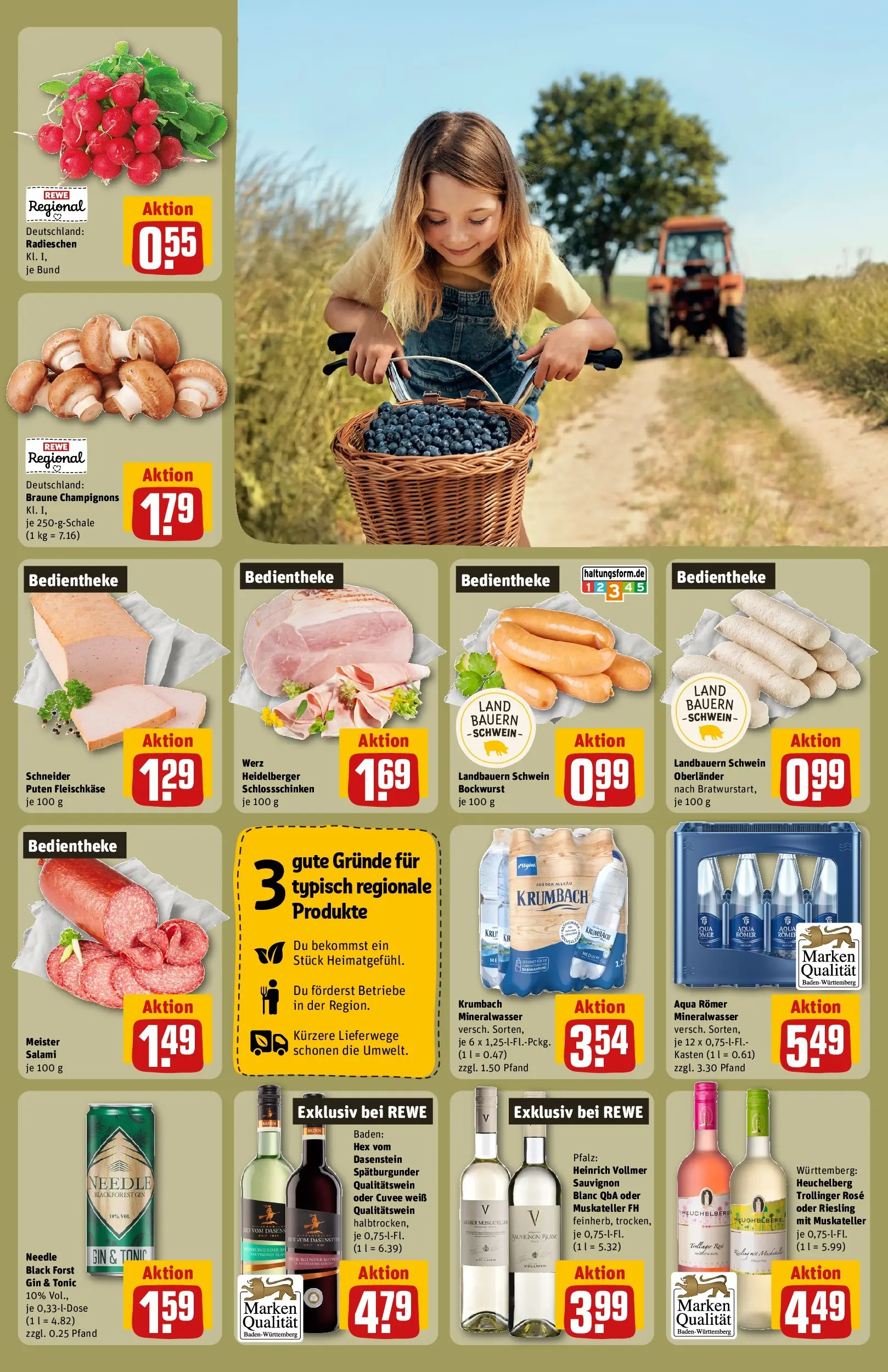 REWE Prospekt ab 27.07.2026 zum Blättern » Angebote | Seite: 31 | Produkte: Bockwurst, Champignons, Salami, Gin