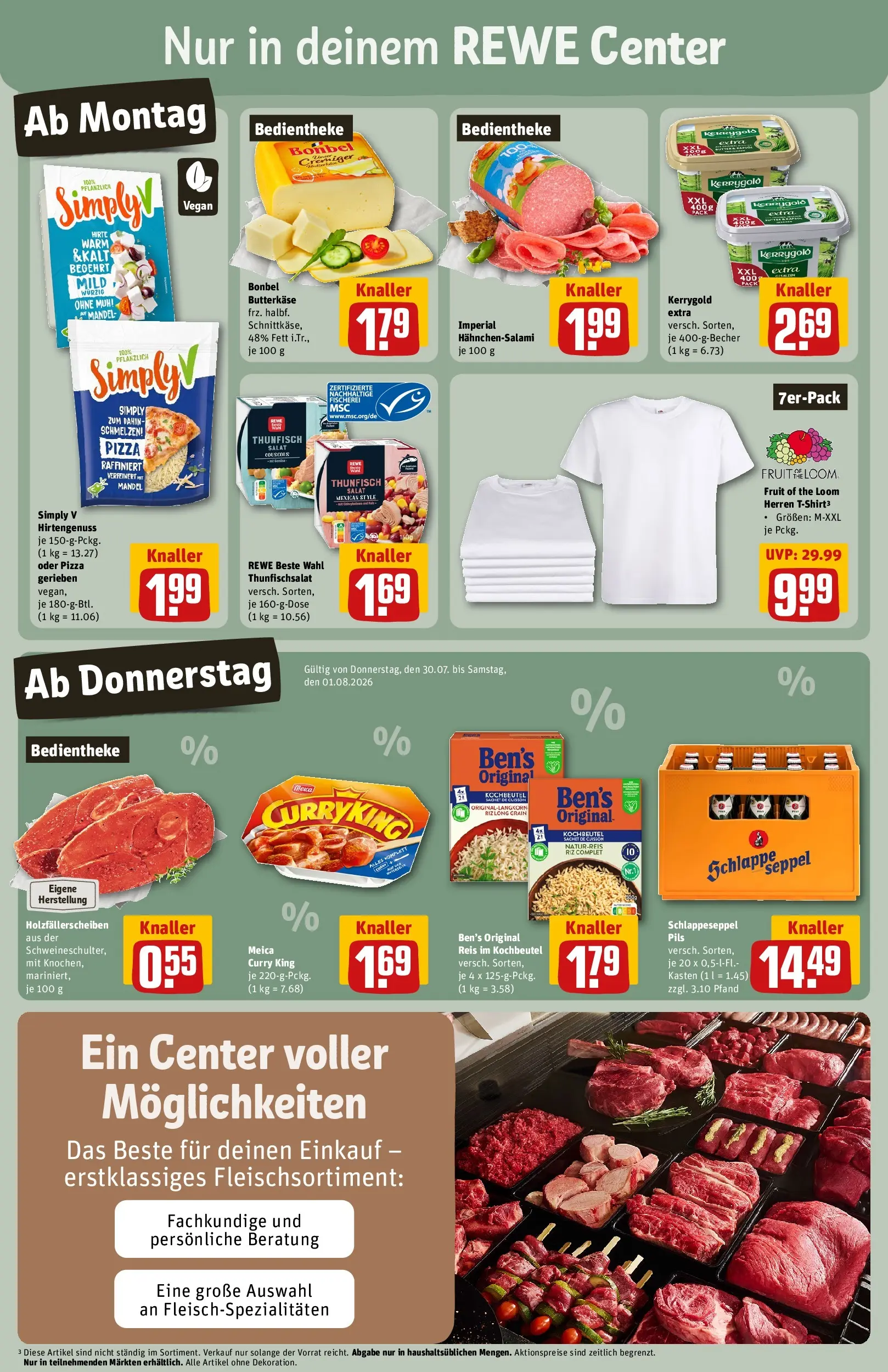 REWE Prospekt ab 27.07.2026 zum Blättern » Angebote | Seite: 3 | Produkte: Pils, Pizza, Reis, Salat