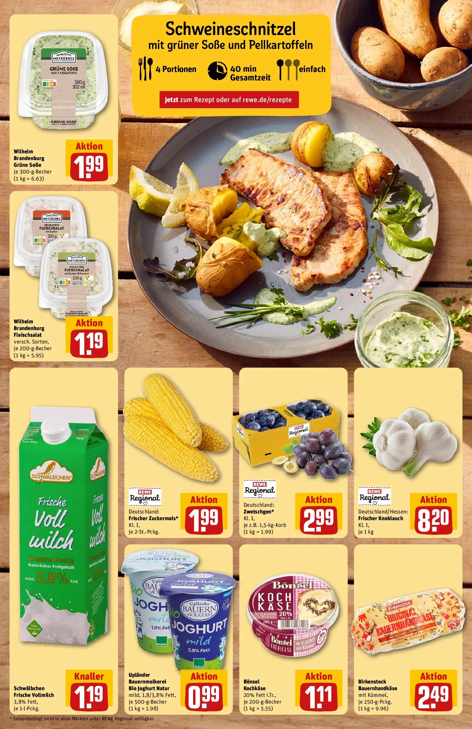 REWE Prospekt ab 27.07.2026 zum Blättern » Angebote | Seite: 4 | Produkte: Milch, Käse, Joghurt, Knoblauch