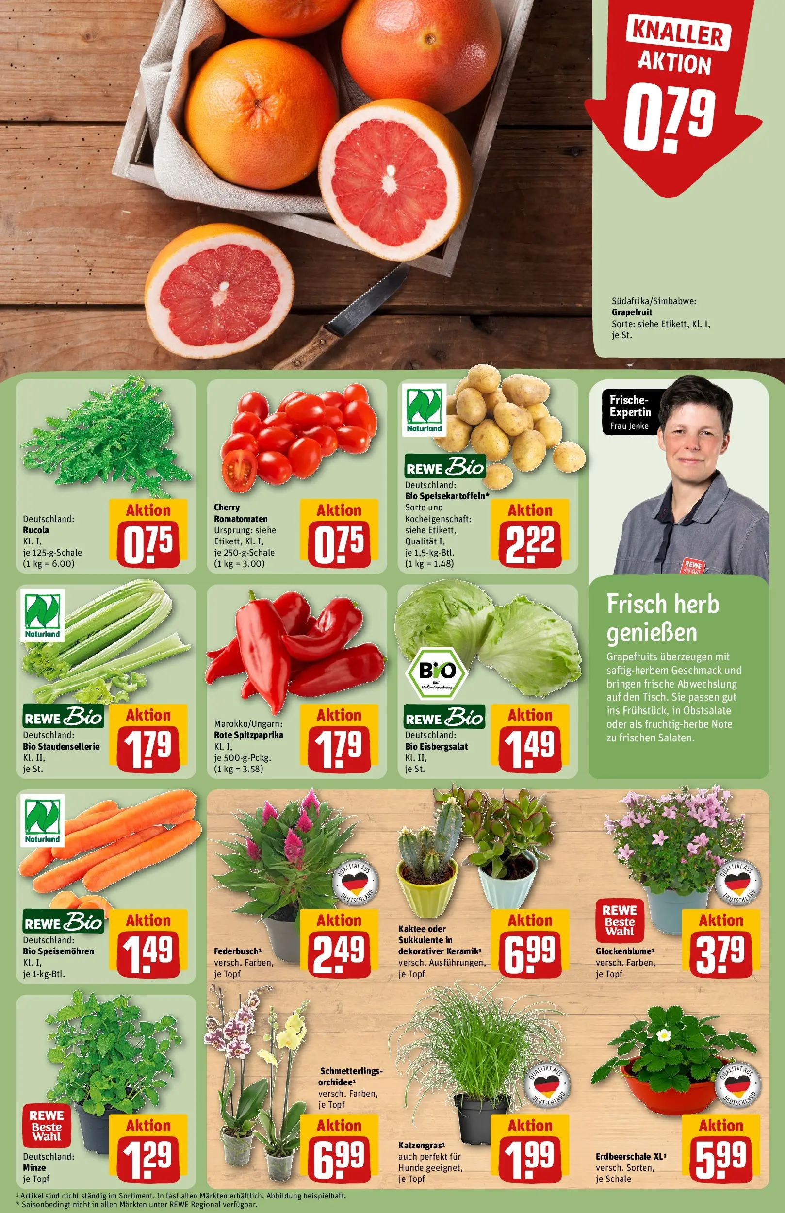 REWE Prospekt ab 27.07.2026 zum Blättern » Angebote | Seite: 7 | Produkte: Rucola, Eisbergsalat, Grapefruit