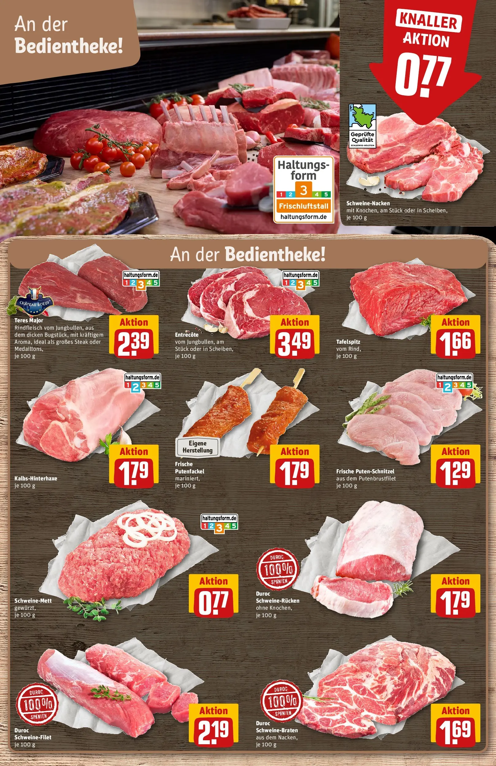 REWE Prospekt ab 27.07.2026 zum Blättern » Angebote | Seite: 8 | Produkte: Schweinenacken, Entrecote, Schweinerucken, Steak
