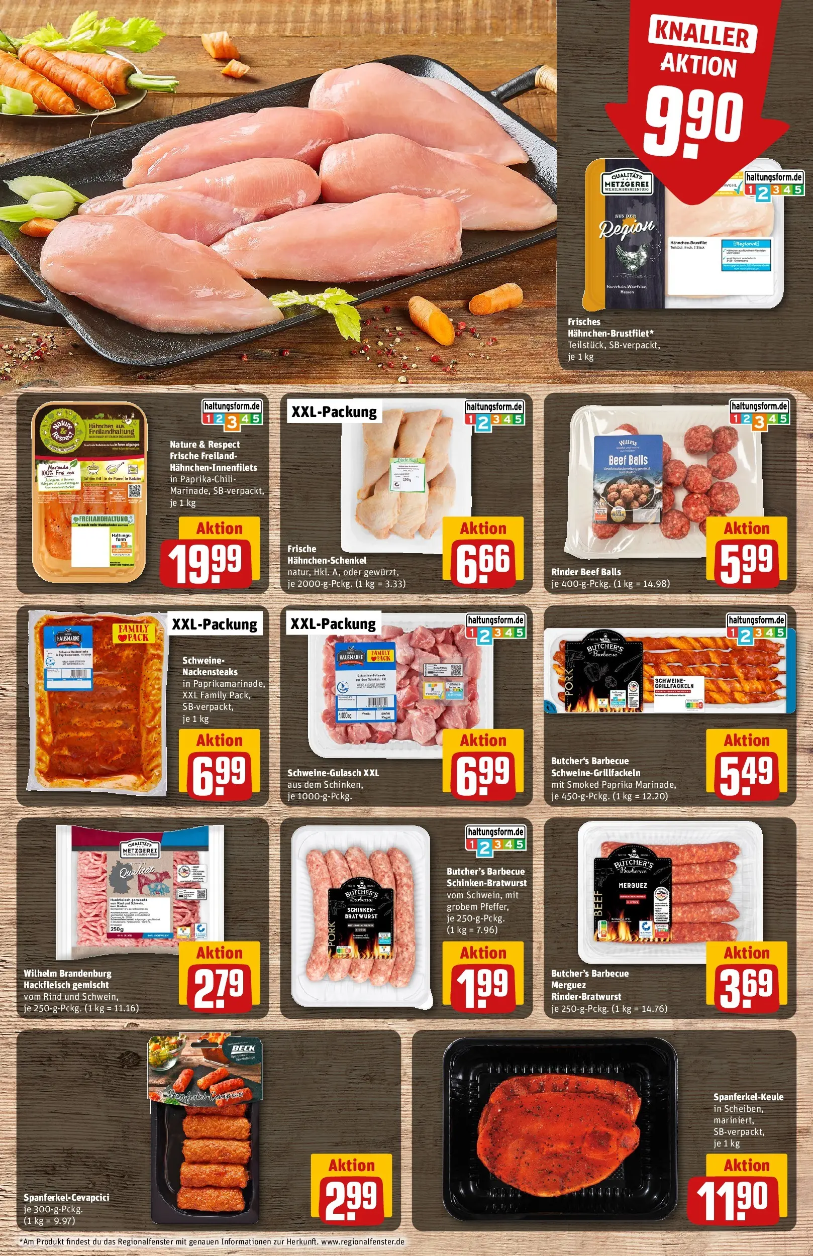 REWE Prospekt ab 27.07.2026 zum Blättern » Angebote | Seite: 9 | Produkte: Nackensteaks, Hahnchen, Paprika, Hackfleisch
