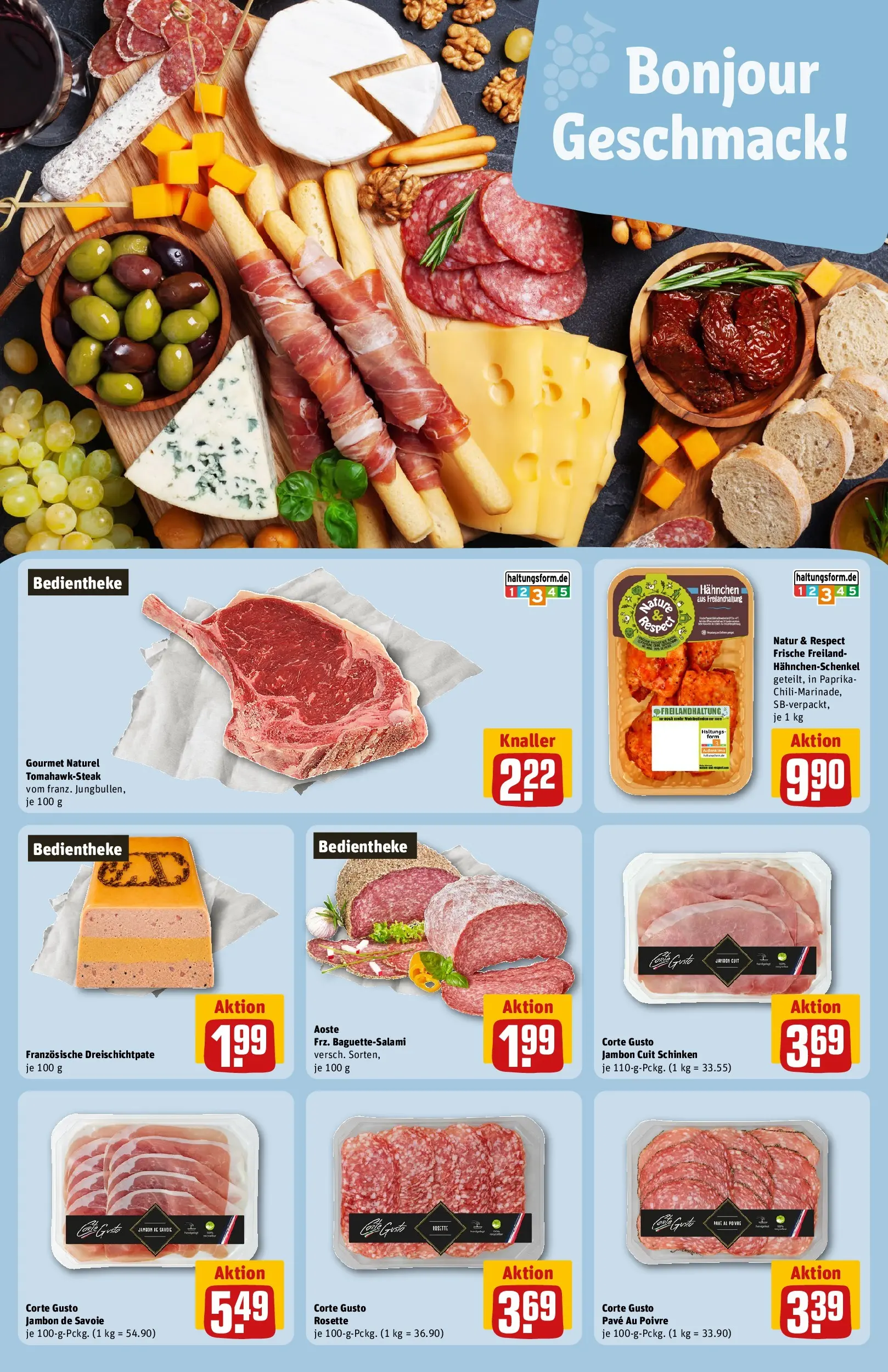 REWE Prospekt ab 27.07.2026 zum Blättern » Angebote | Seite: 19 | Produkte: Hahnchen, Hahnchenschenkel, Paprika, Schinken