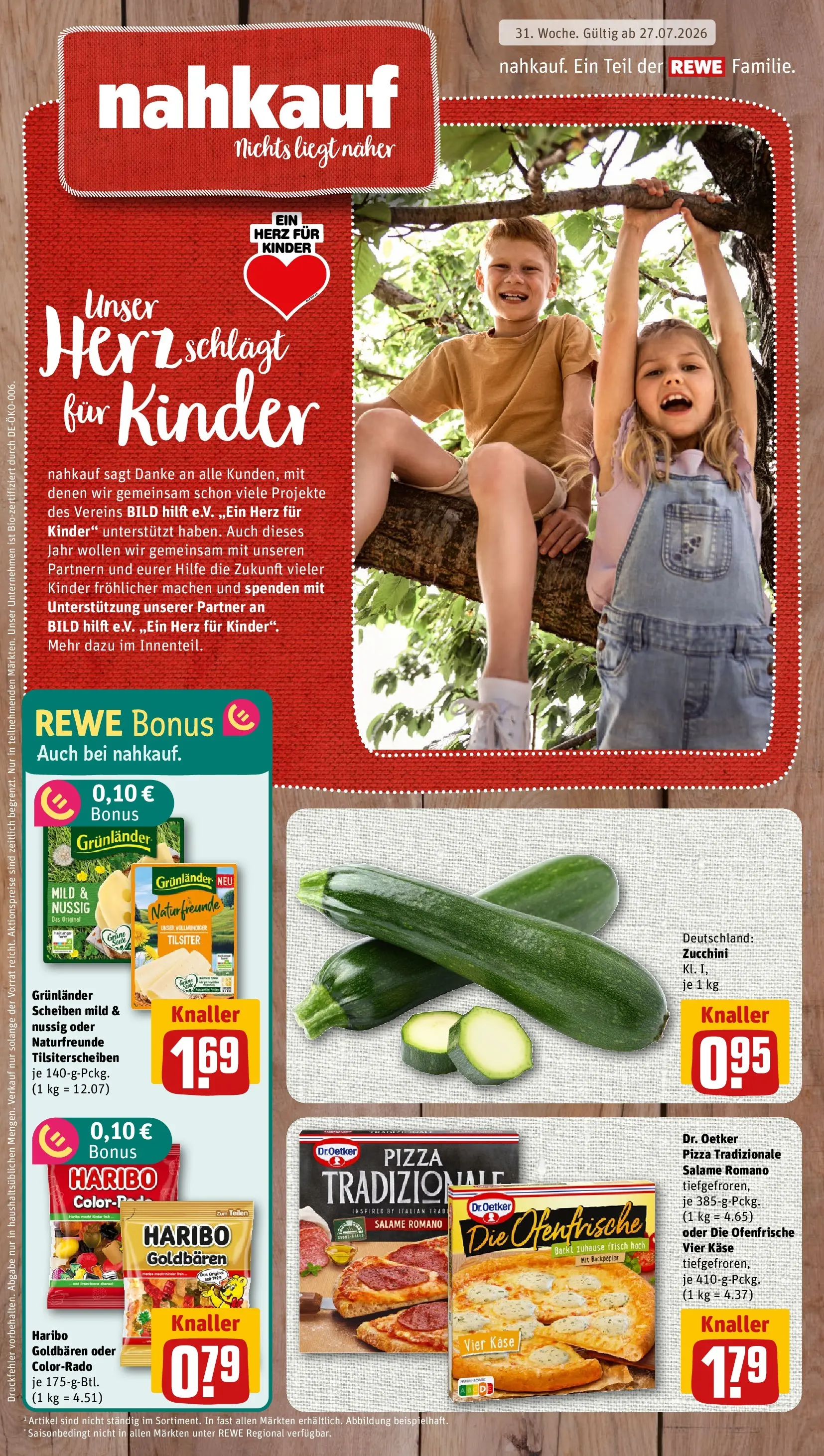 REWE Prospekt ab 27.07.2026 zum Blättern » Angebote | Seite: 1 | Produkte: Haribo, Käse, Ofenfrische, Pizza