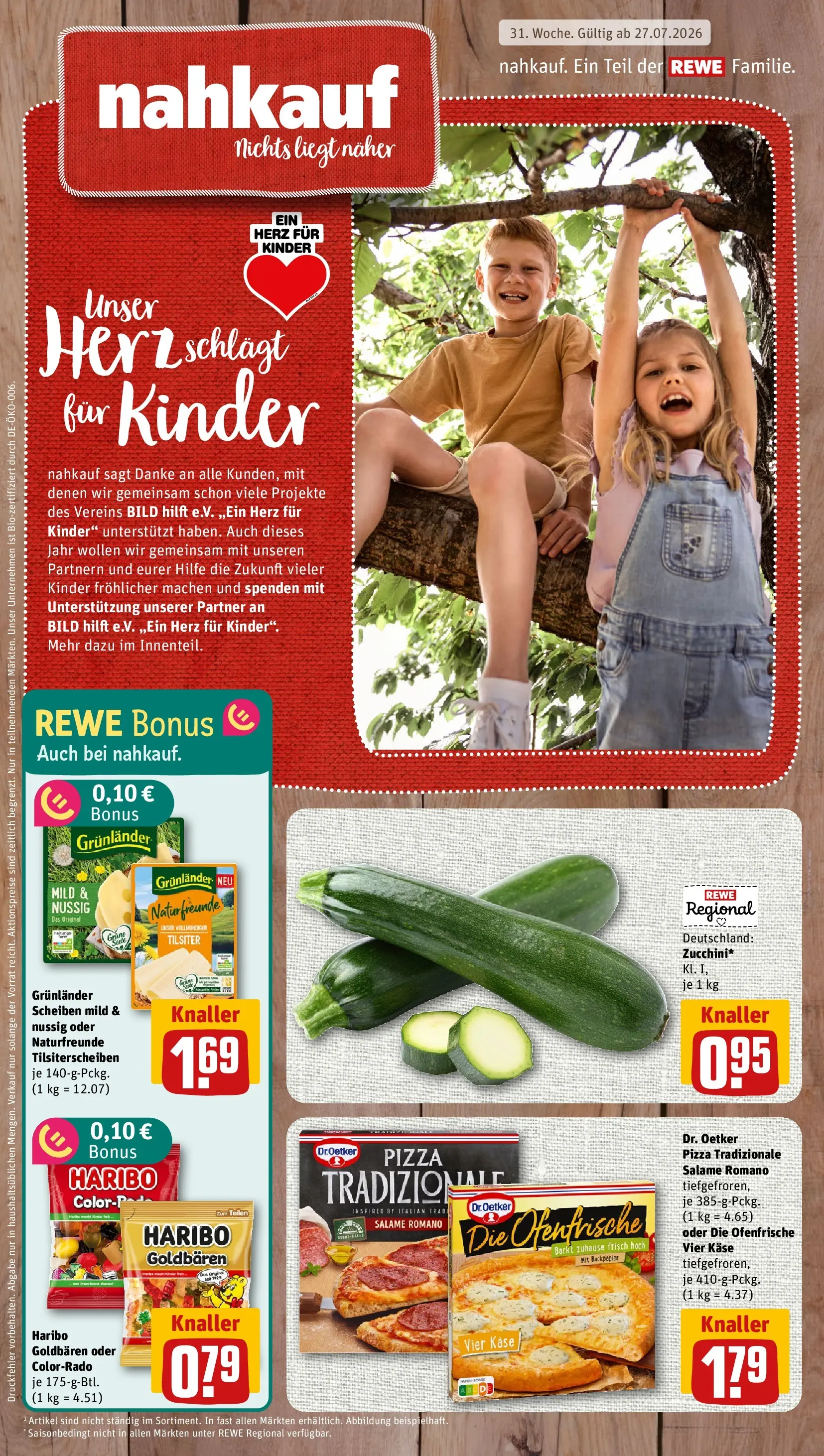 REWE Prospekt ab 27.07.2026 zum Blättern » Angebote | Seite: 1 | Produkte: Haribo, Käse, Ofenfrische, Grunlander
