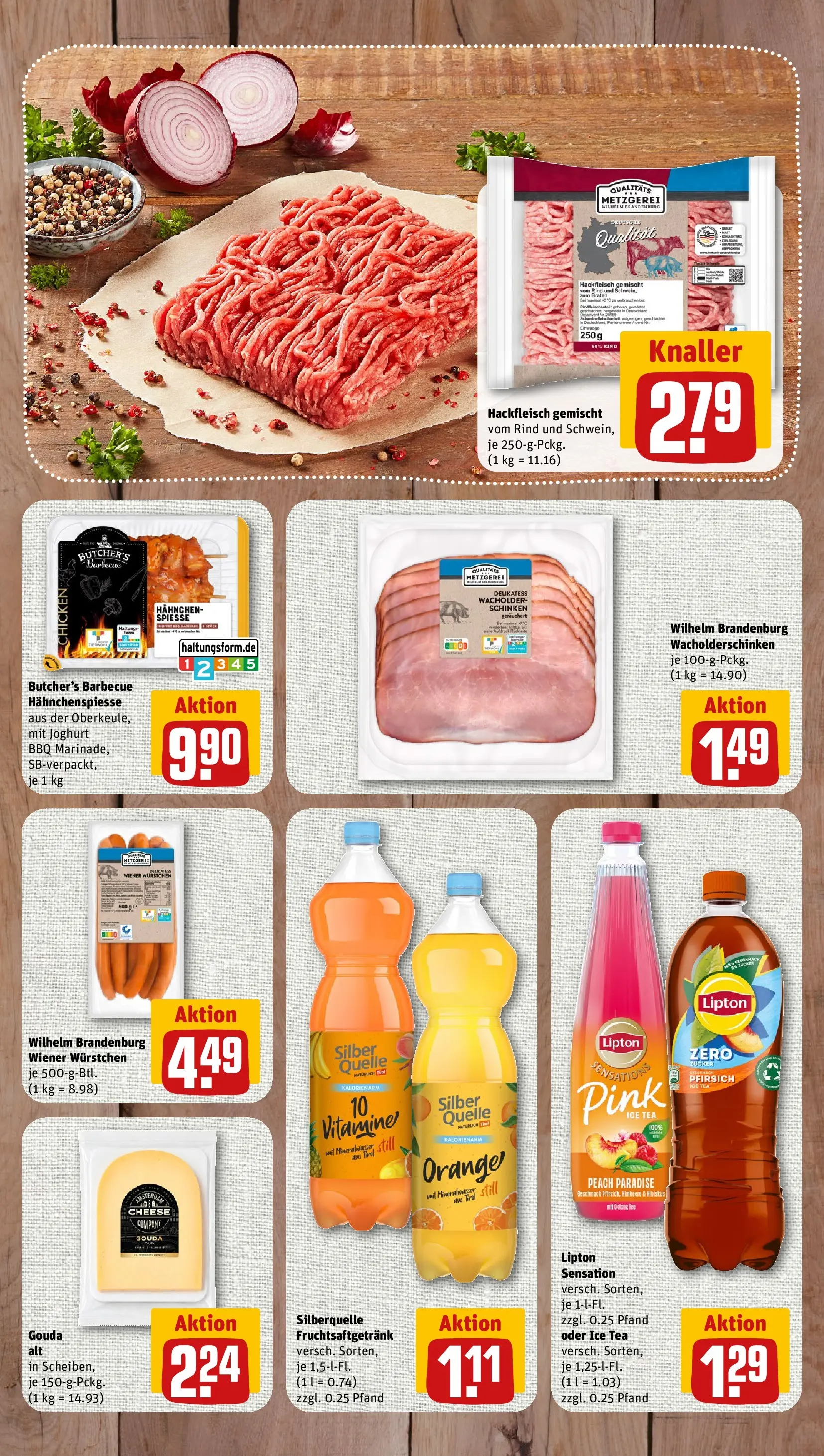 REWE Prospekt ab 27.07.2026 zum Blättern » Angebote | Seite: 7 | Produkte: Wiener wurstchen, Gouda, Mineralwasser, Hackfleisch