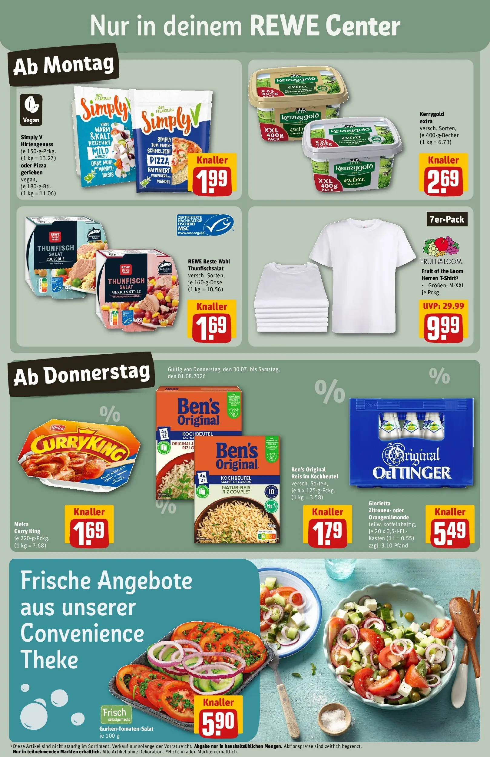 REWE Prospekt ab 27.07.2026 zum Blättern » Angebote | Seite: 3 | Produkte: Thunfisch, Oettinger, Salat, Zitronen