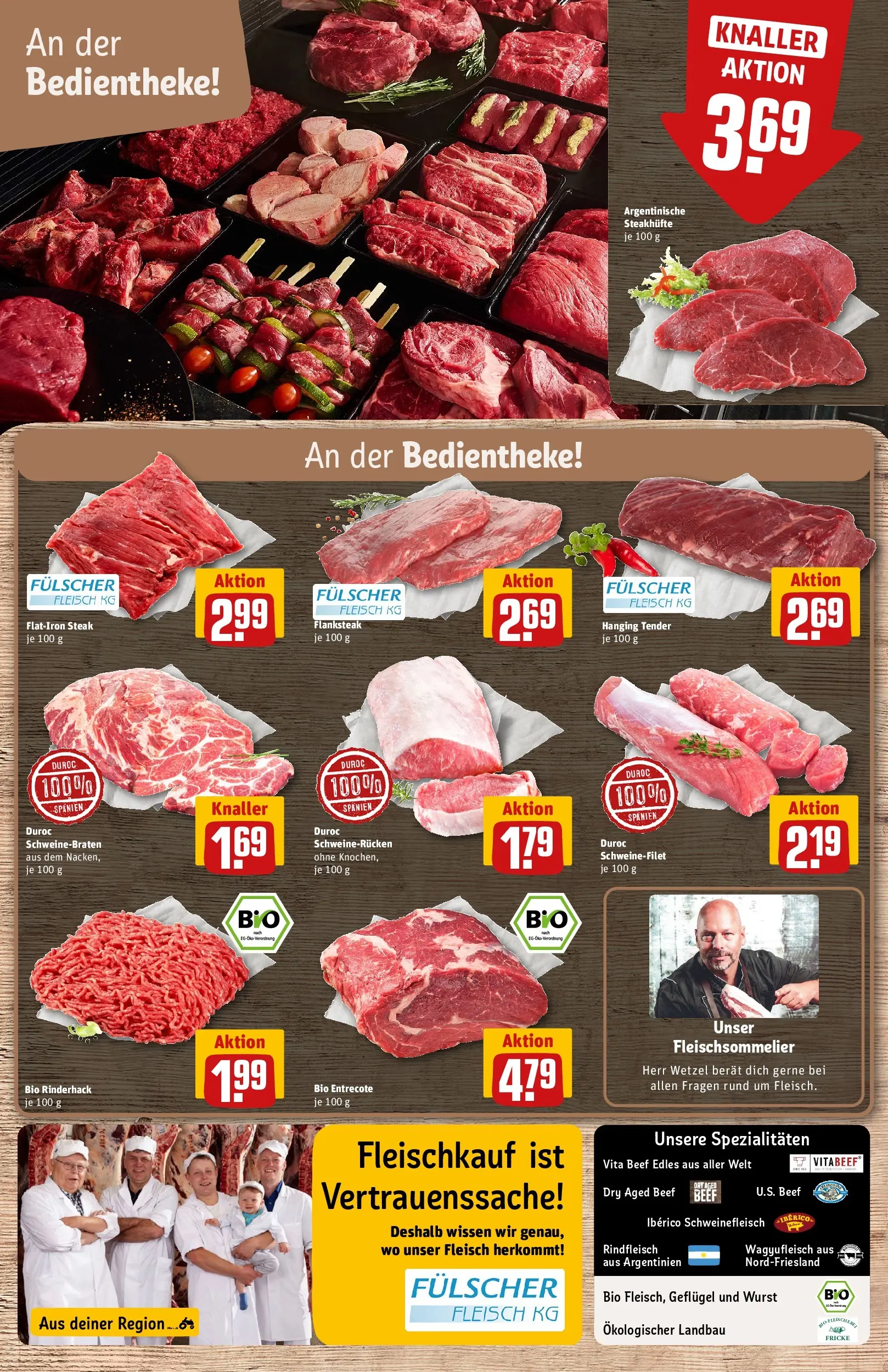 REWE Prospekt ab 27.07.2026 zum Blättern » Angebote | Seite: 8 | Produkte: Schweinefilet, Rindfleisch, Steak, Fleisch