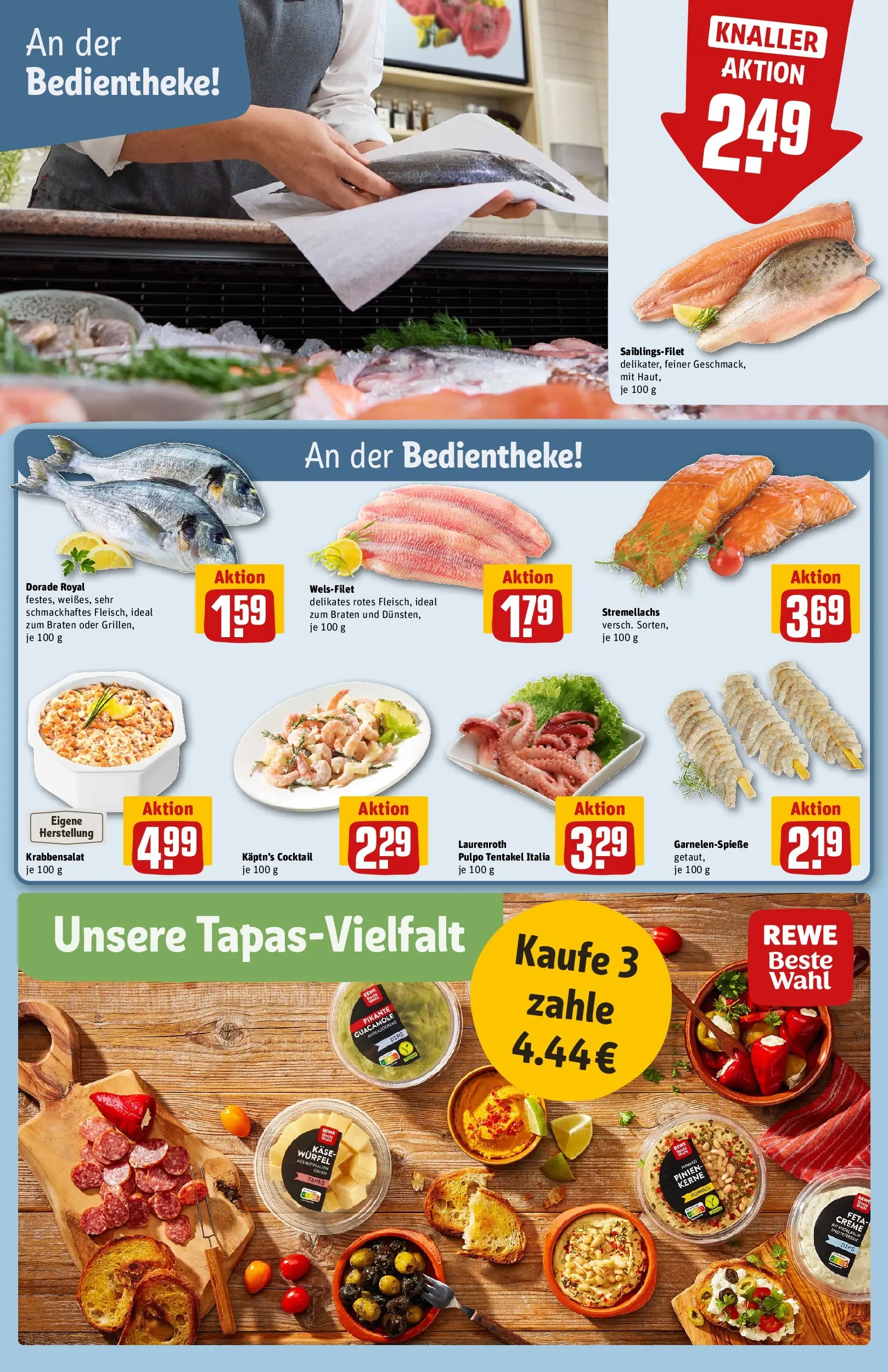 REWE Prospekt ab 27.07.2026 zum Blättern » Angebote | Seite: 12 | Produkte: Dorade, Feta, Käse, Creme