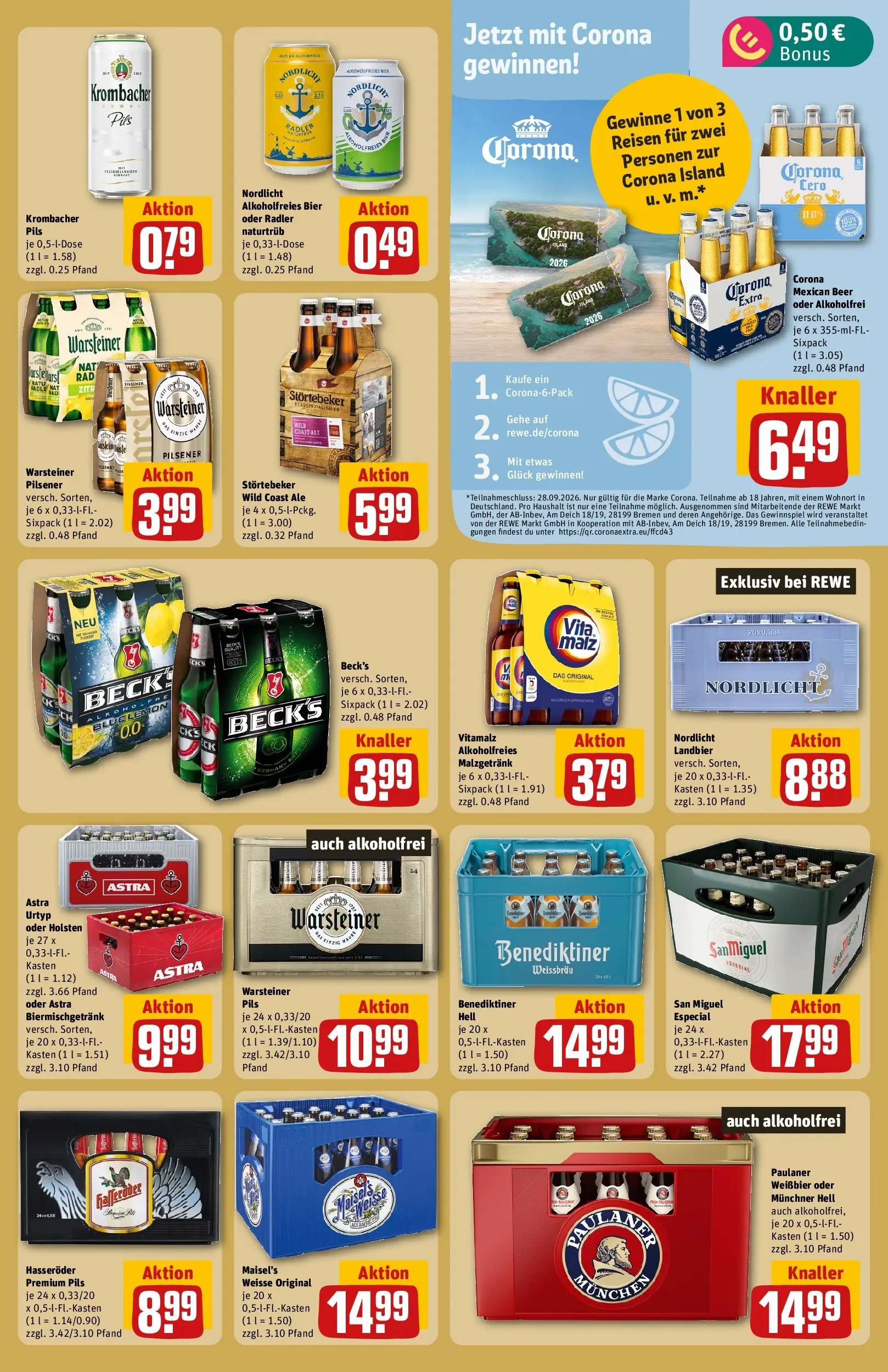 REWE Prospekt ab 27.07.2026 zum Blättern » Angebote | Seite: 17 | Produkte: Weißbier, Pils, Warsteiner, Krombacher