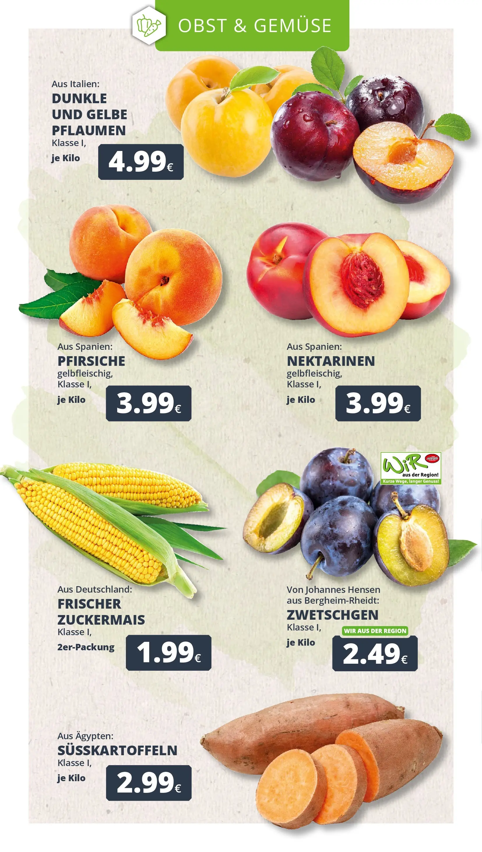 REWE Prospekt ab 27.07.2026 zum Blättern » Angebote | Seite: 8 | Produkte: Nektarinen, Zwetschgen, Gemüse, Obst