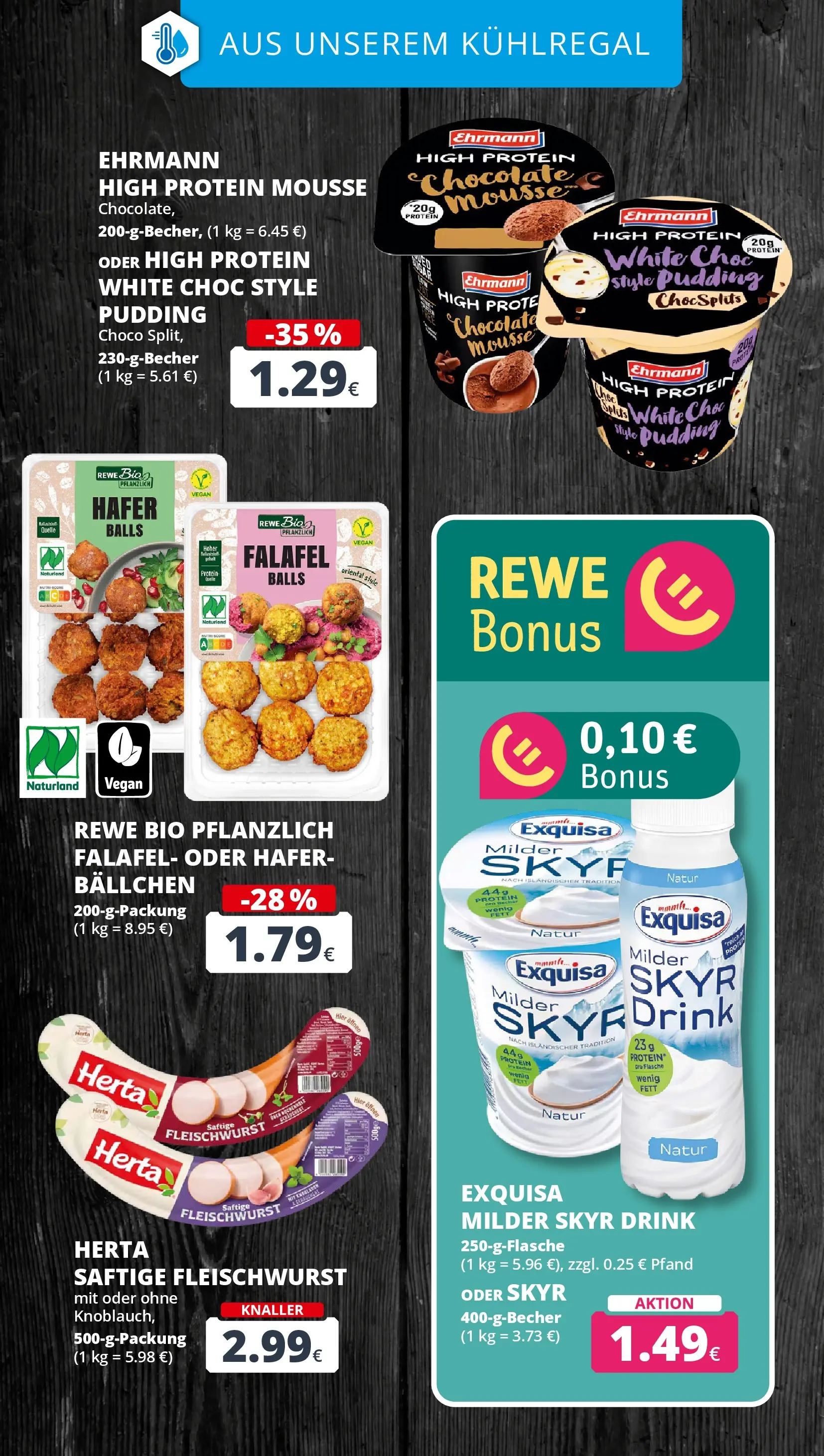 REWE Prospekt ab 27.07.2026 zum Blättern » Angebote | Seite: 15 | Produkte: Pudding, Skyr, Exquisa