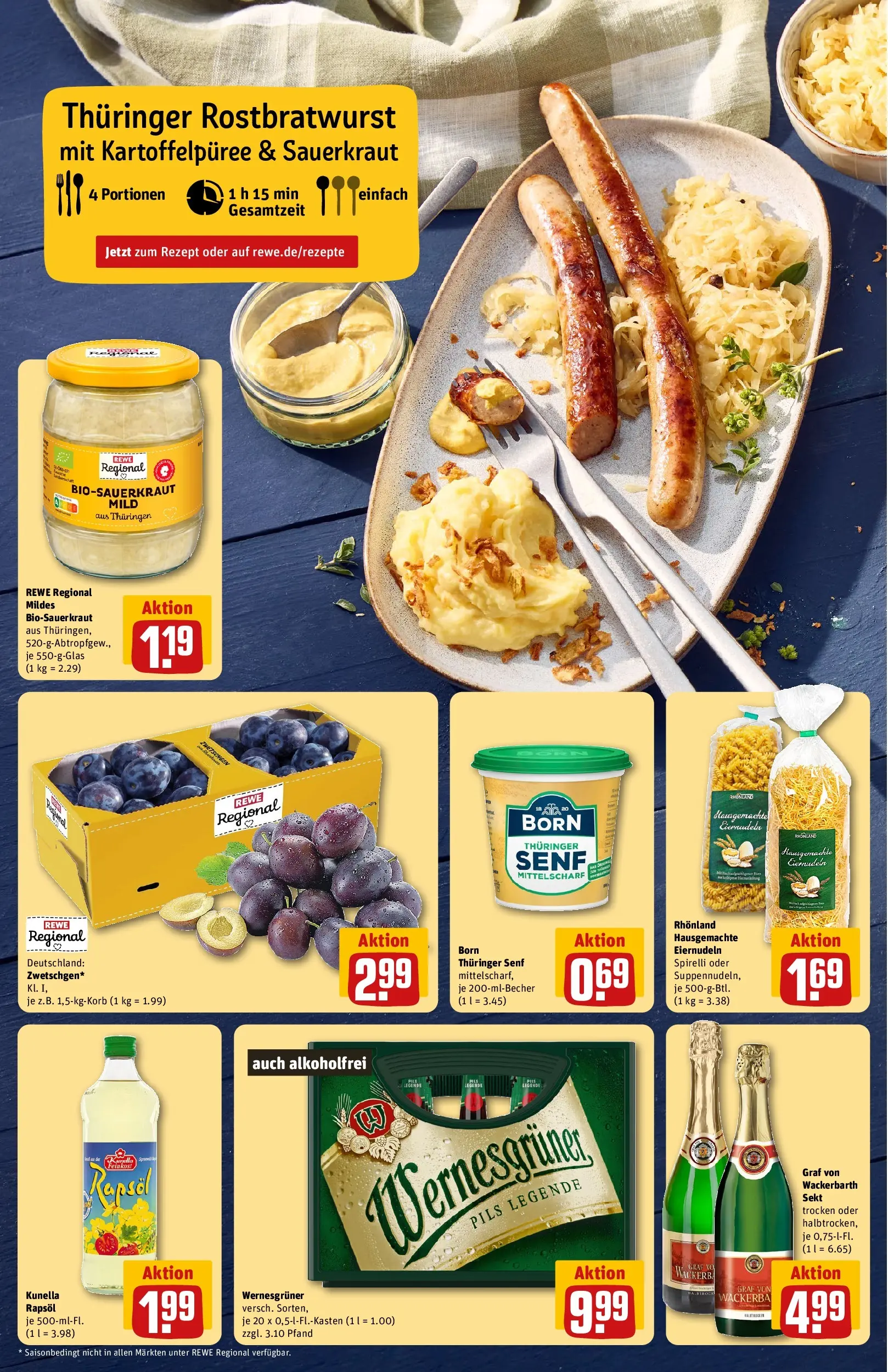REWE Prospekt ab 27.07.2026 zum Blättern » Angebote | Seite: 4 | Produkte: Rapsöl, Sekt, Wernesgruner, Zwetschgen