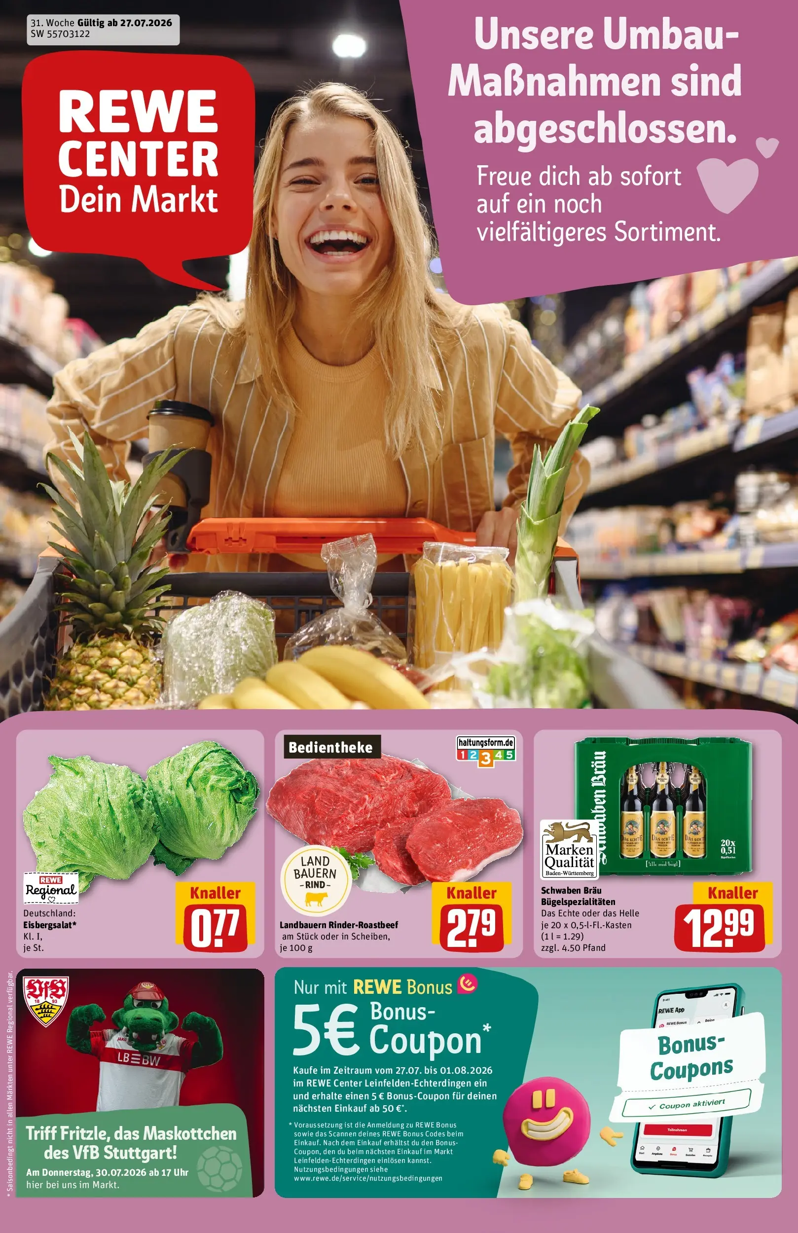 REWE Prospekt ab 27.07.2026 zum Blättern » Angebote | Seite: 1 | Produkte: Uhr
