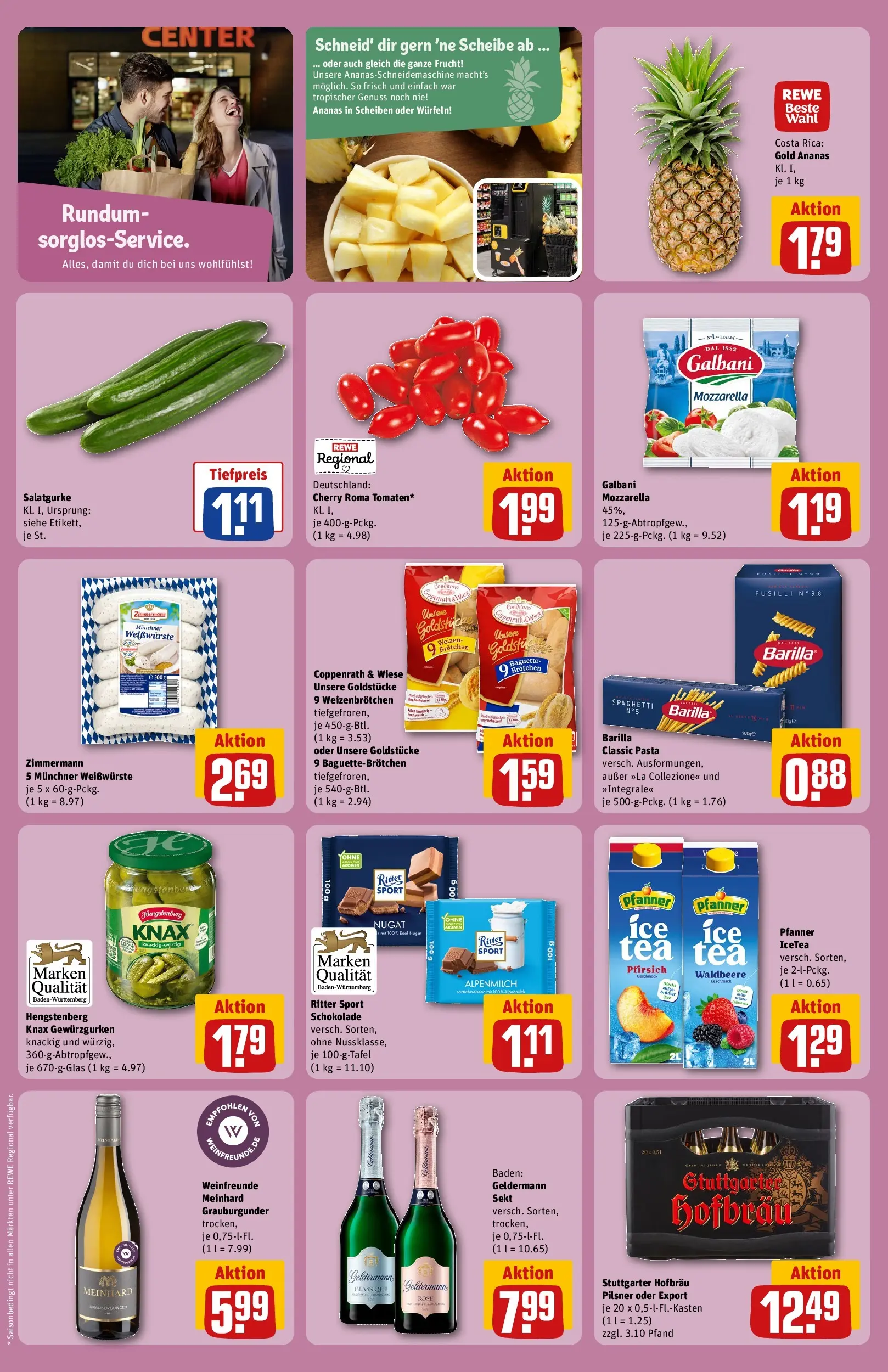 REWE Prospekt ab 27.07.2026 zum Blättern » Angebote | Seite: 3 | Produkte: Barilla, Mozzarella, Ananas, Pasta