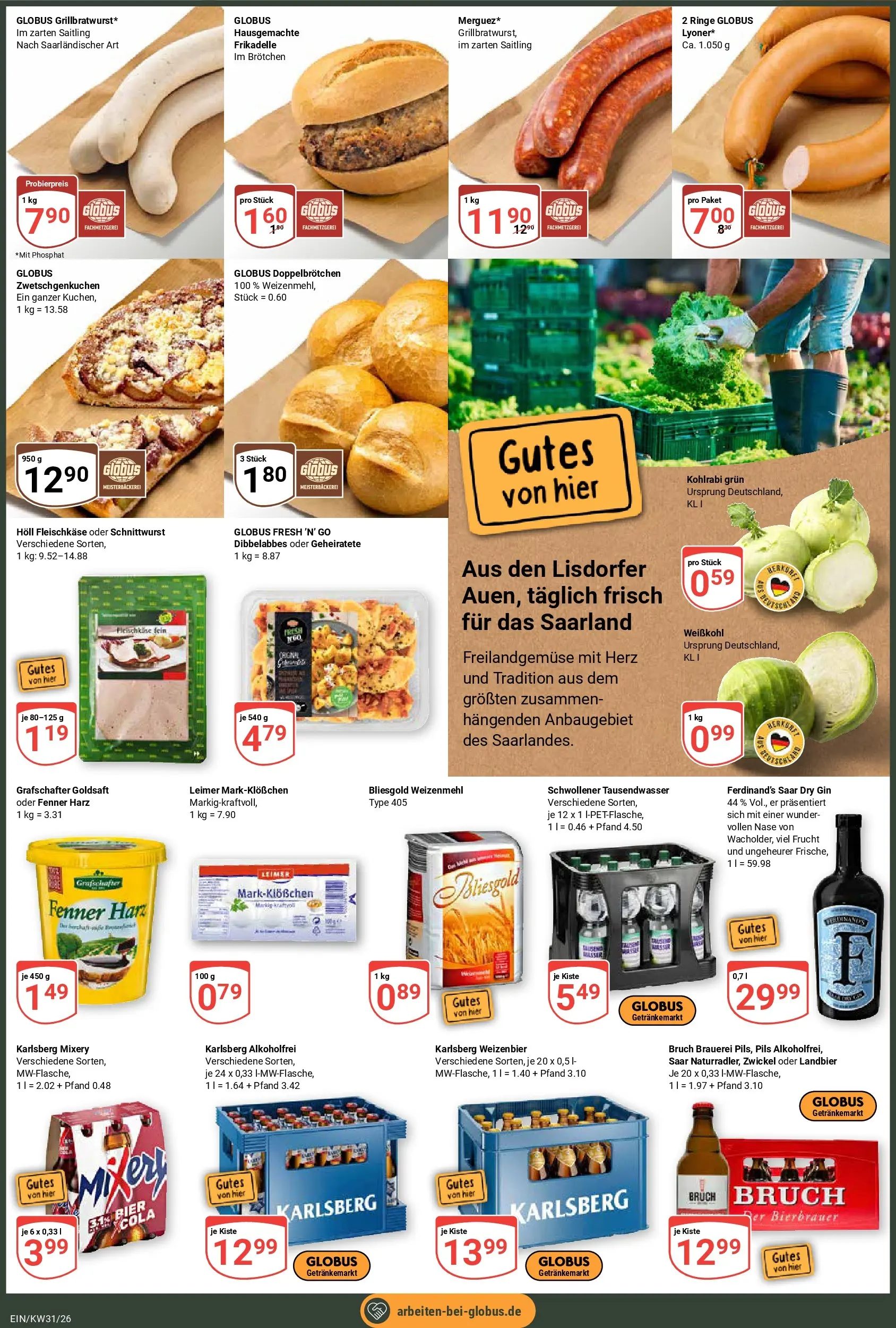 Globus Prospekt Homburg-Einöd (ab 27.07.2026) » Angebote online | Seite: 2 | Produkte: Carlsberg, Kohlrabi, Weizenmehl, Gin