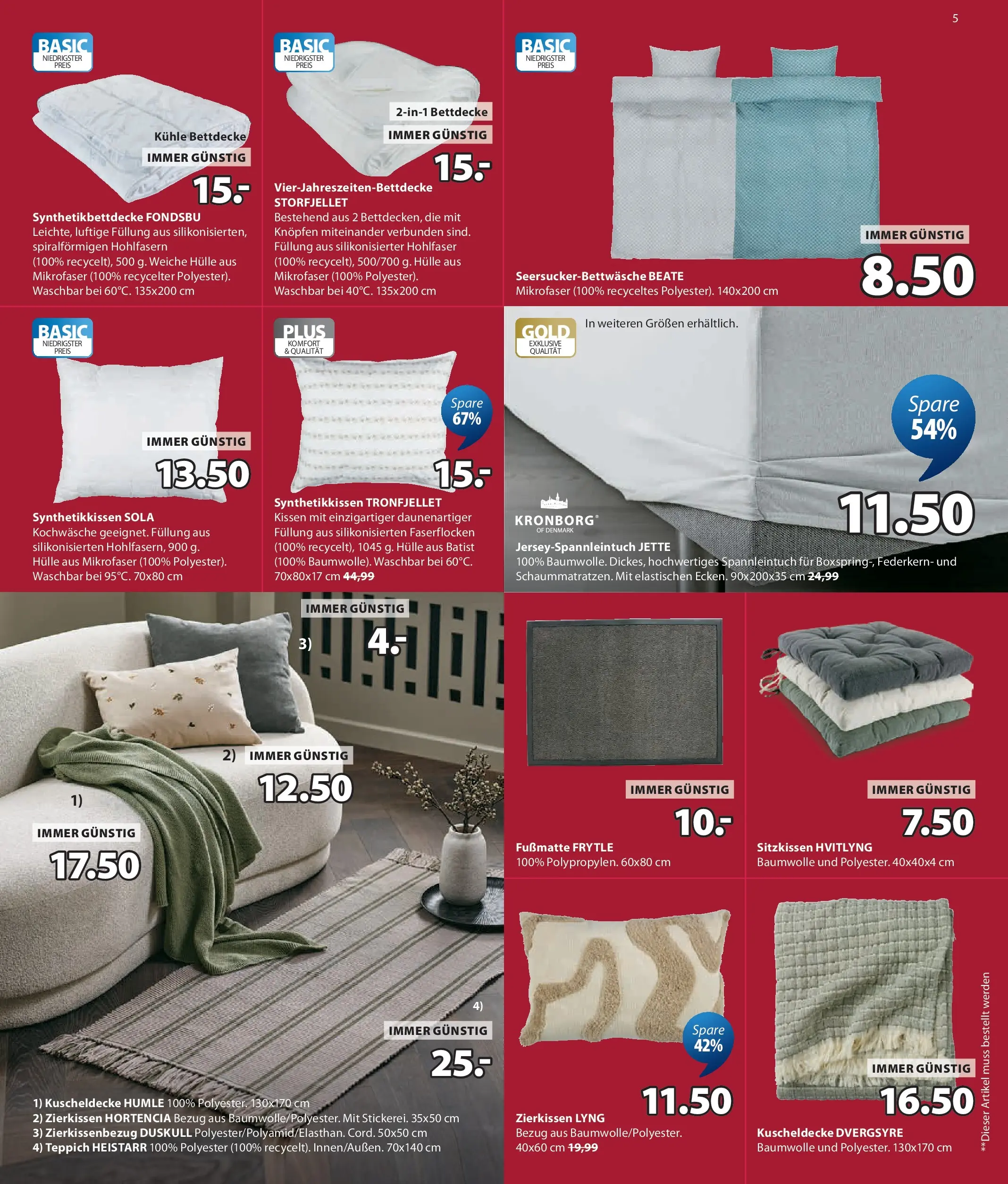 JYSK - JYSK: Sale Spare Bis Zu 70% von 29.07.2026 - Aktuelle Angebote | Seite: 5 | Produkte: Hülle, Kissen, Teppich