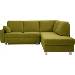 Ecksofa in Chenille Gr&uuml;n Zierkissen, Armlehnenkissen 227/208 cm