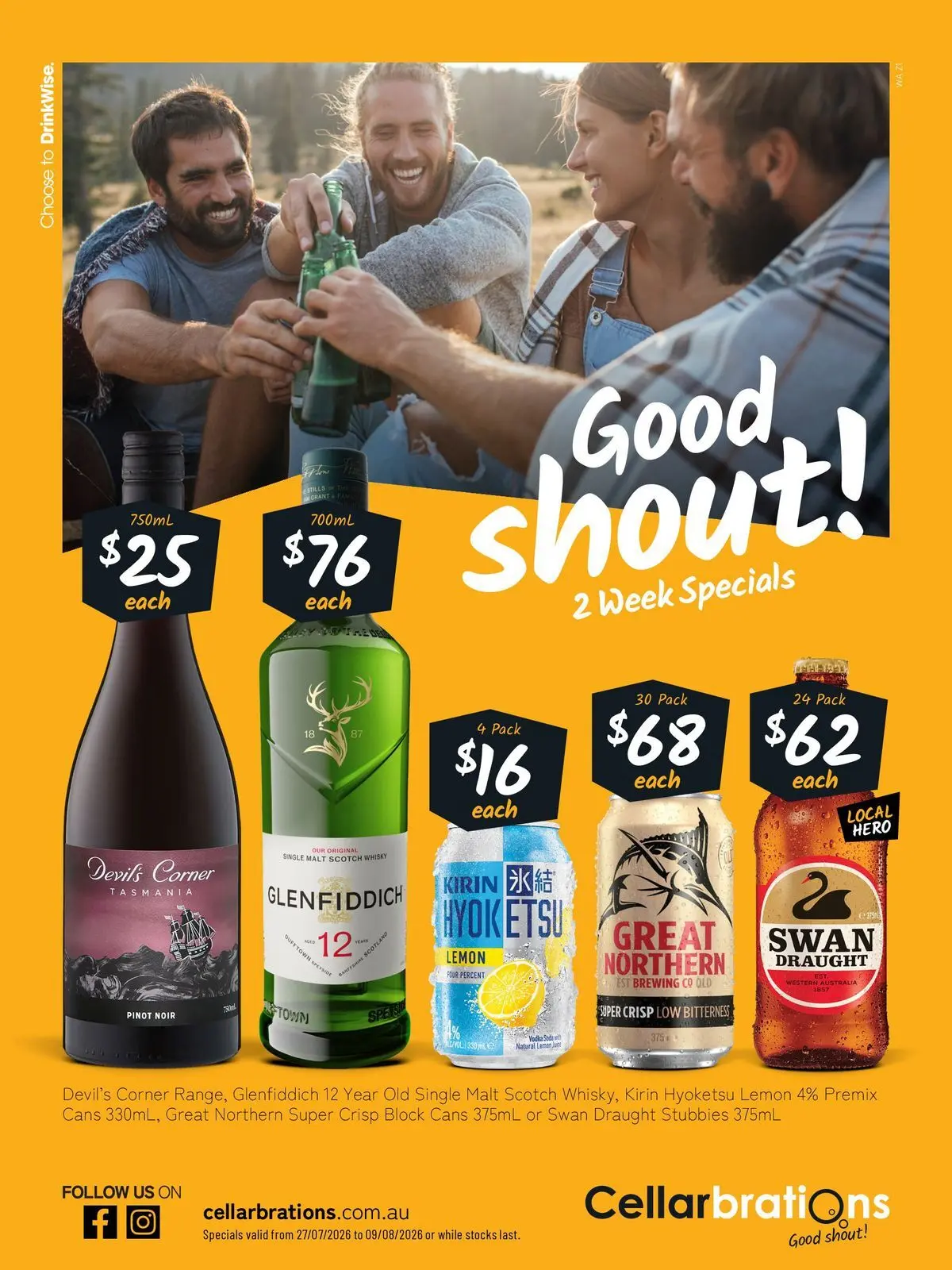 Cellarbrations - Good Shout! 27/07 - 27/07/2026 > weekly / monthly specials | Page: 1 | Products: Vodka, Lemon, Scotch