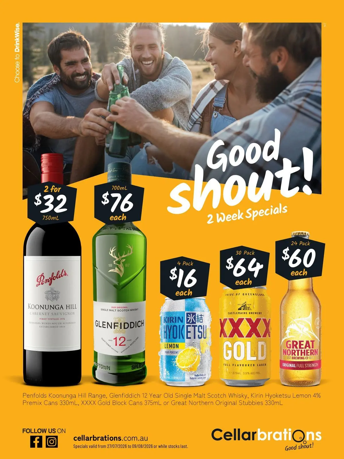 Cellarbrations - Good Shout! 27/07 - 27/07/2026 > weekly / monthly specials | Page: 1 | Products: Vodka, Lemon, Scotch