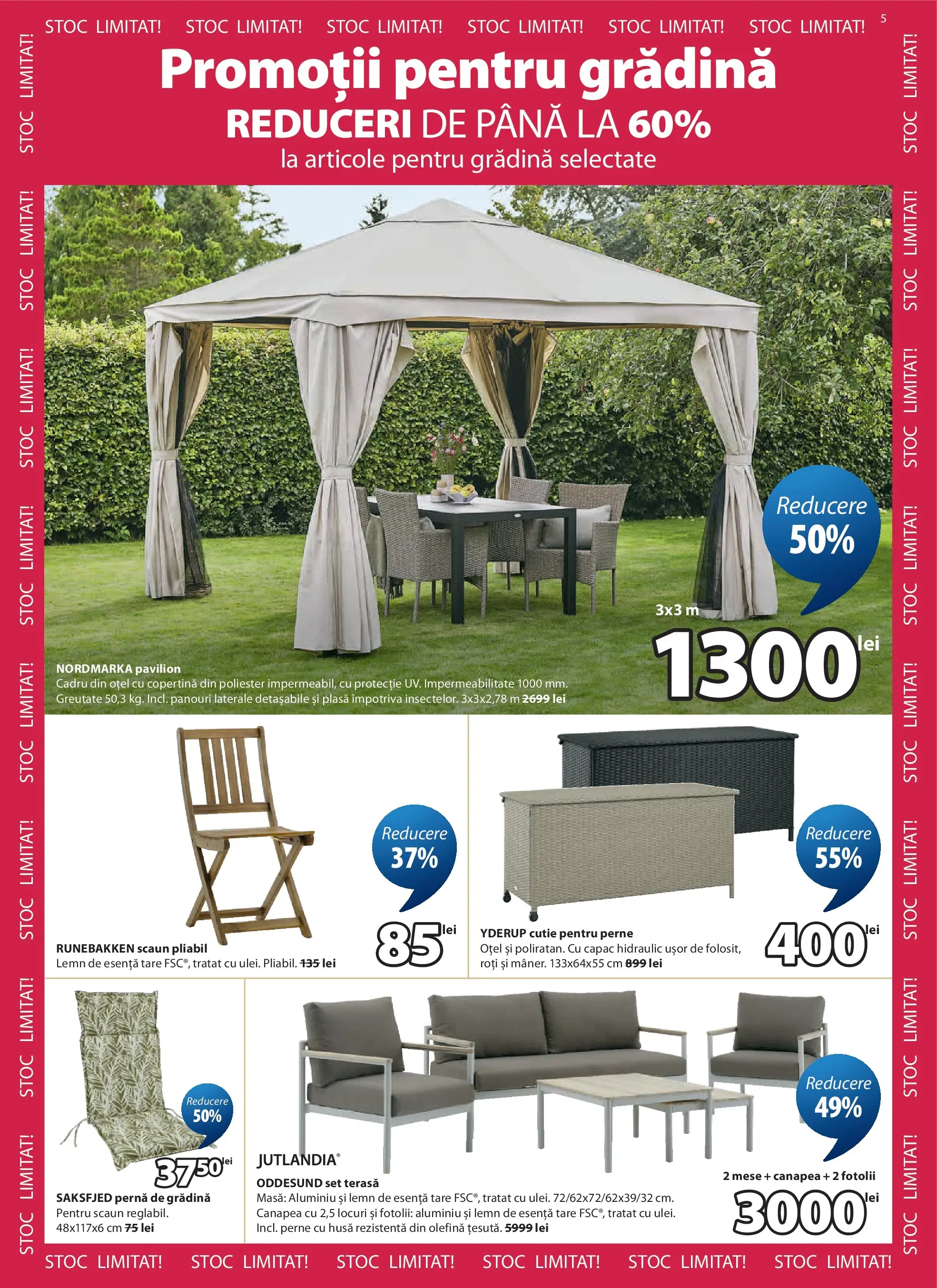 JYSK - Catalog JYSK până în data de 24.08.2026 - Oferta 24.07.2026 - 24.08.2026 | Pagină: 5 | Produse: Copertină, Masă, Scaun, Cutie