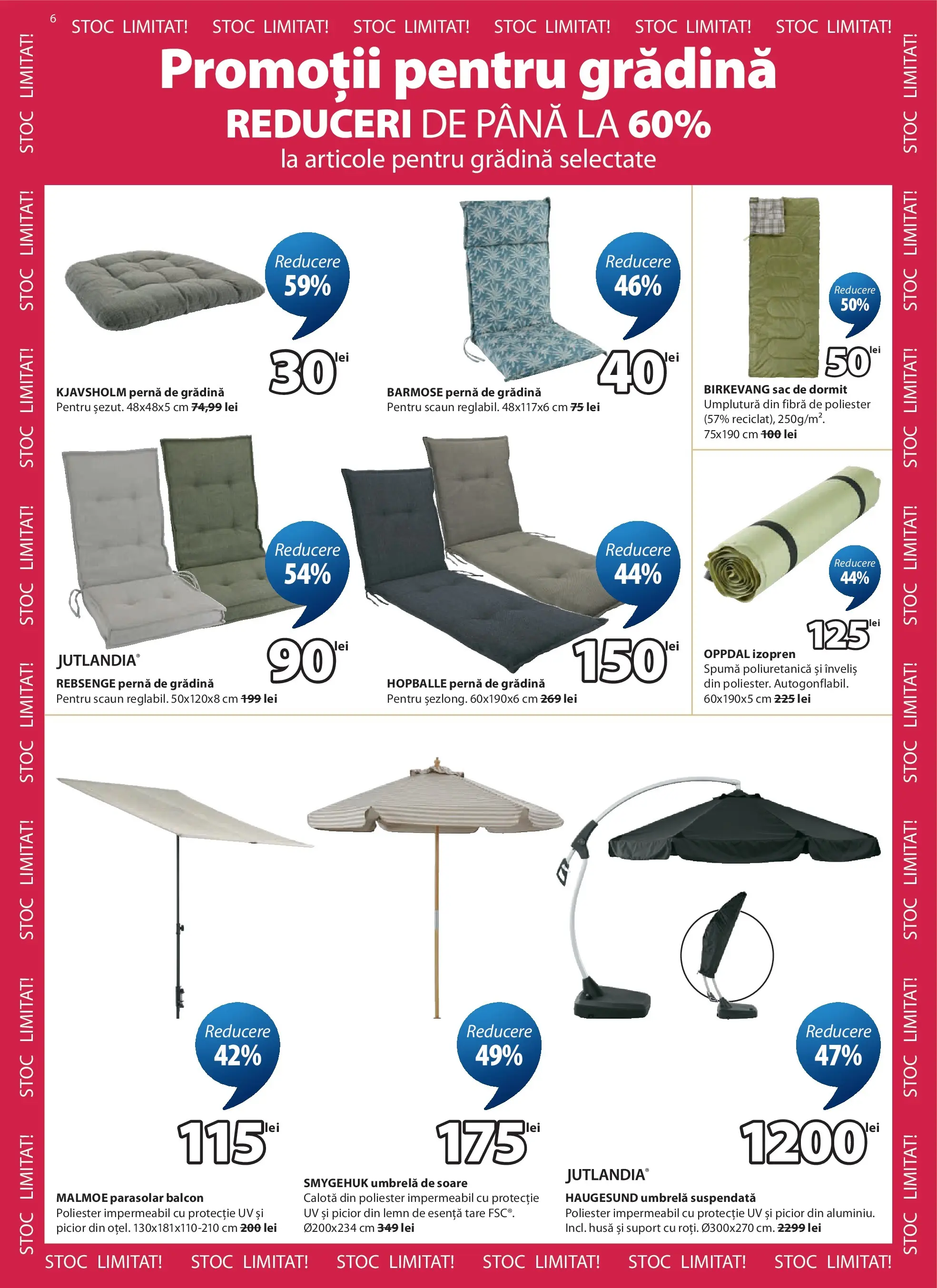 JYSK - Catalog JYSK până în data de 24.08.2026 - Oferta 24.07.2026 - 24.08.2026 | Pagină: 6 | Produse: Umbrelă, Pernă, Scaun