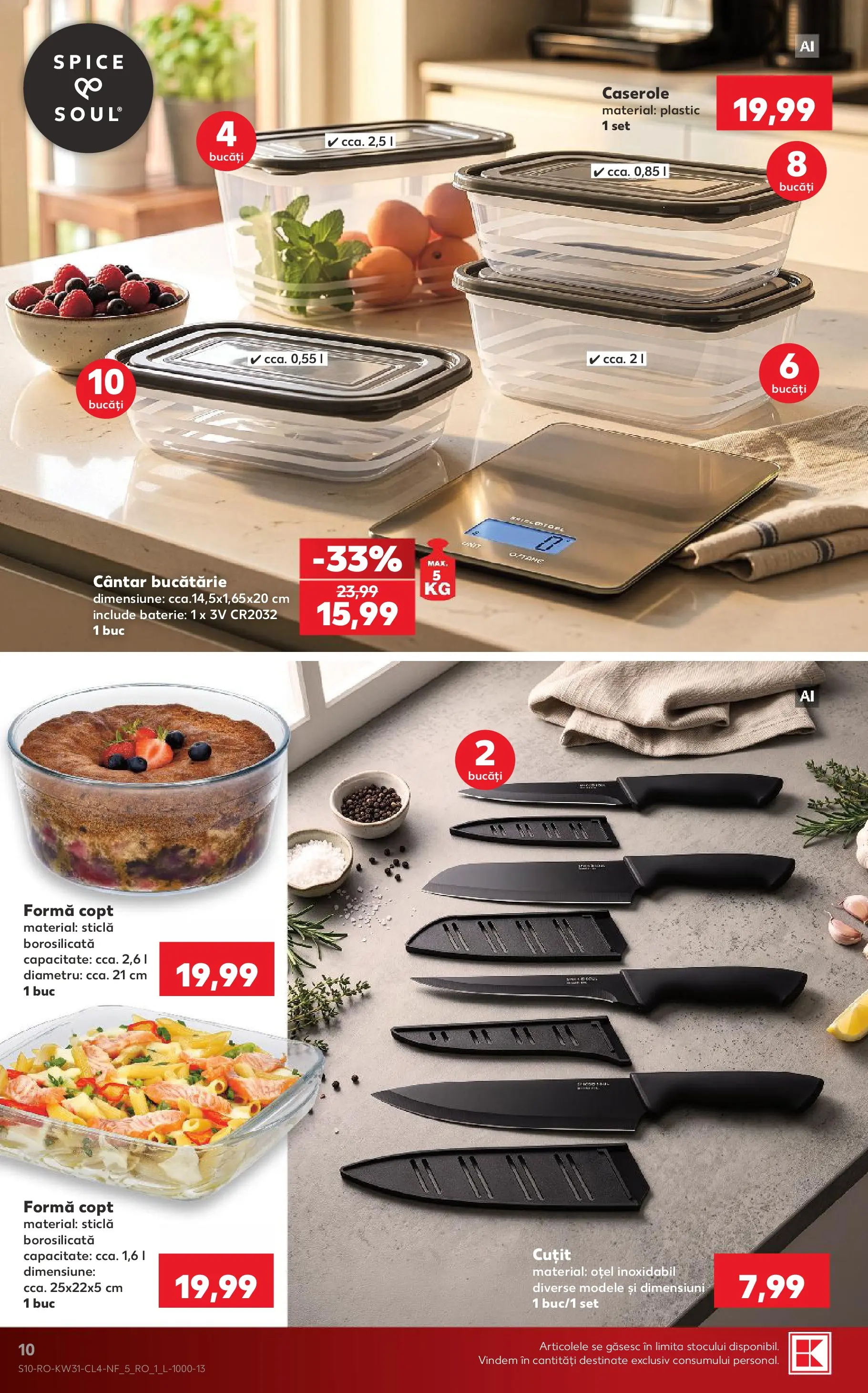 Kaufland Viseu de Sus 29.07.2026 - Revista si Oferta | Pagină: 10 | Produse: Caserole, Cântar, Bucătărie, Baterie