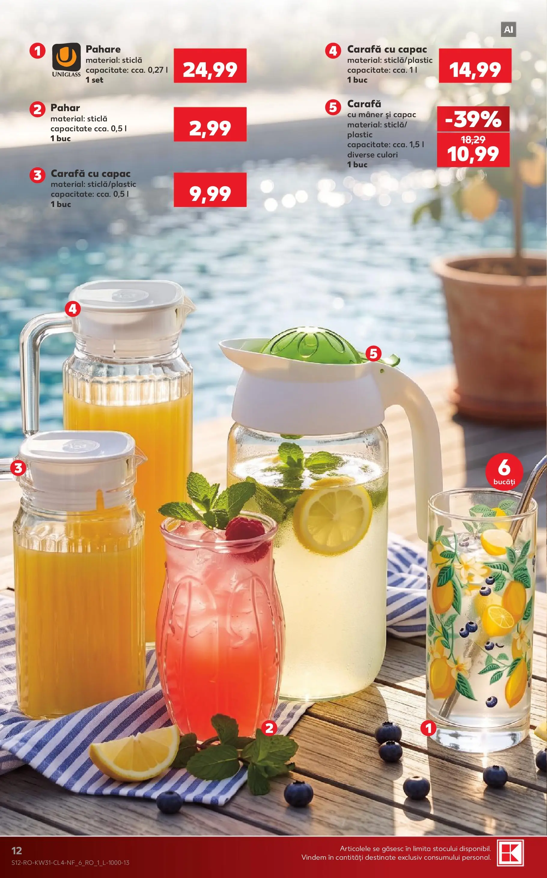 Kaufland Viseu de Sus 29.07.2026 - Revista si Oferta | Pagină: 12 | Produse: Pahare, Mâner, Carafă