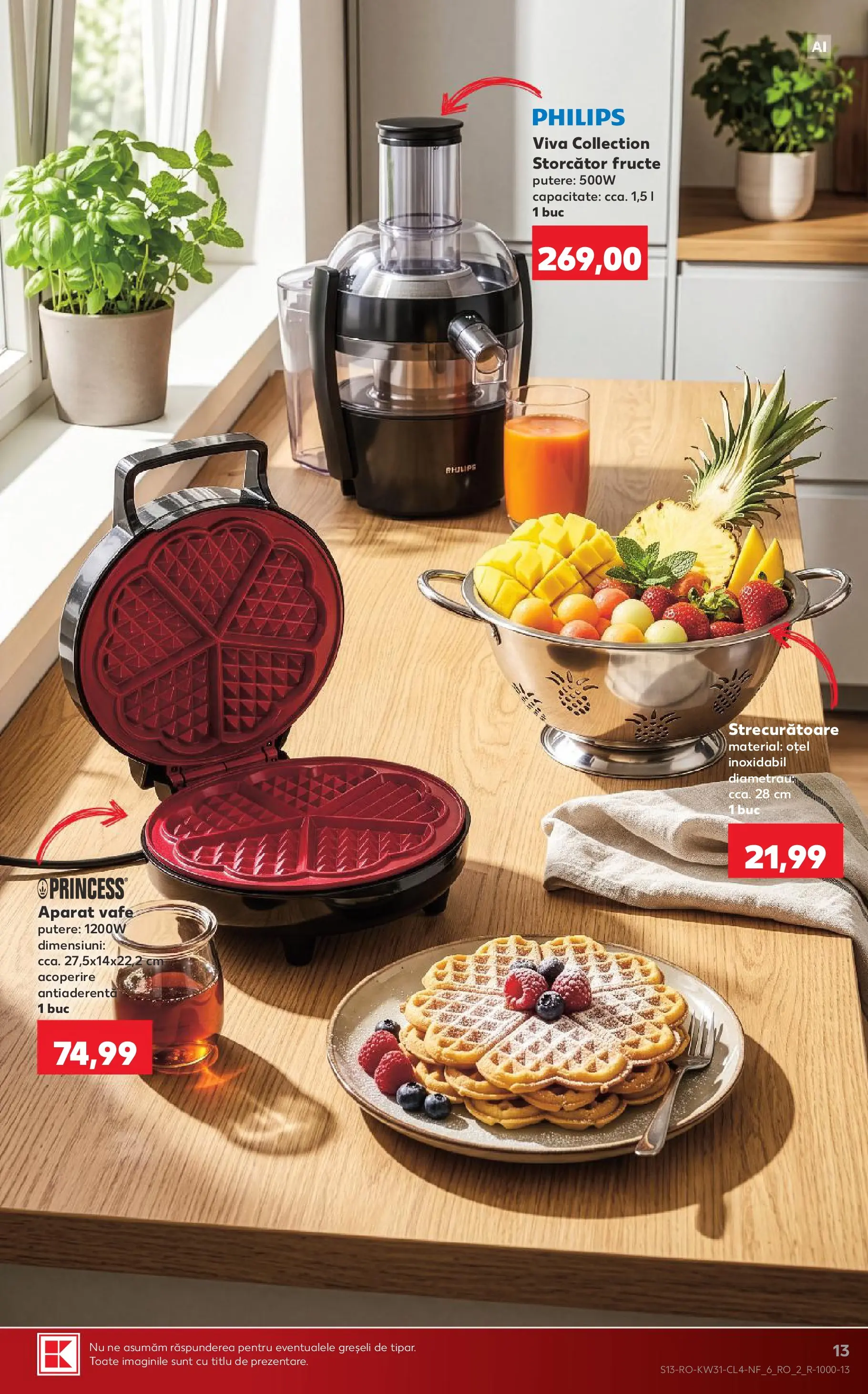 Kaufland Viseu de Sus 29.07.2026 - Revista si Oferta | Pagină: 13 | Produse: Aparat vafe, Enginar, Storcător, Fructe