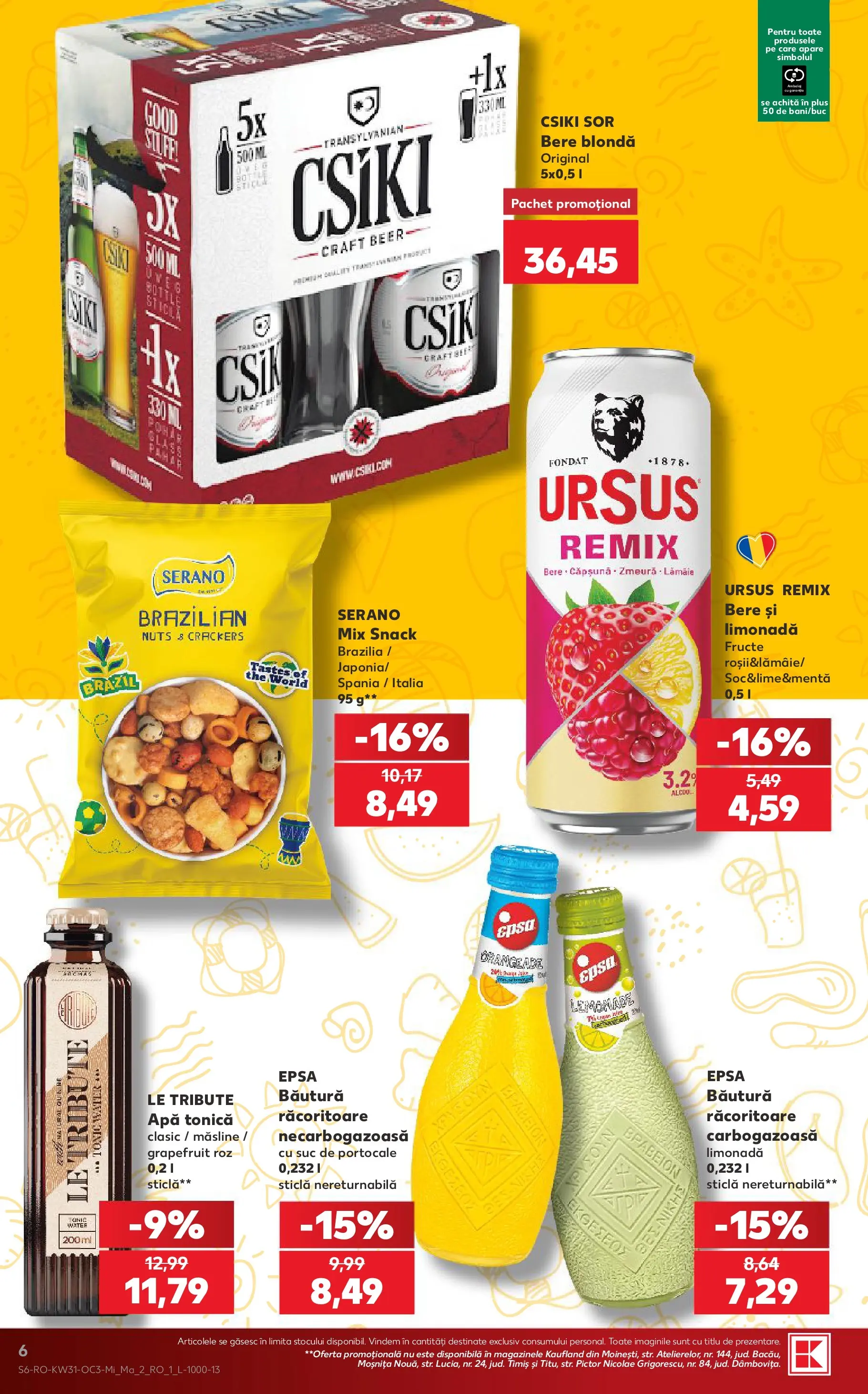 Kaufland Comarnic 29.07.2026 - Revista si Oferta | Pagină: 6 | Produse: Sıcak su torbası, Suc, Bere, Lămâie