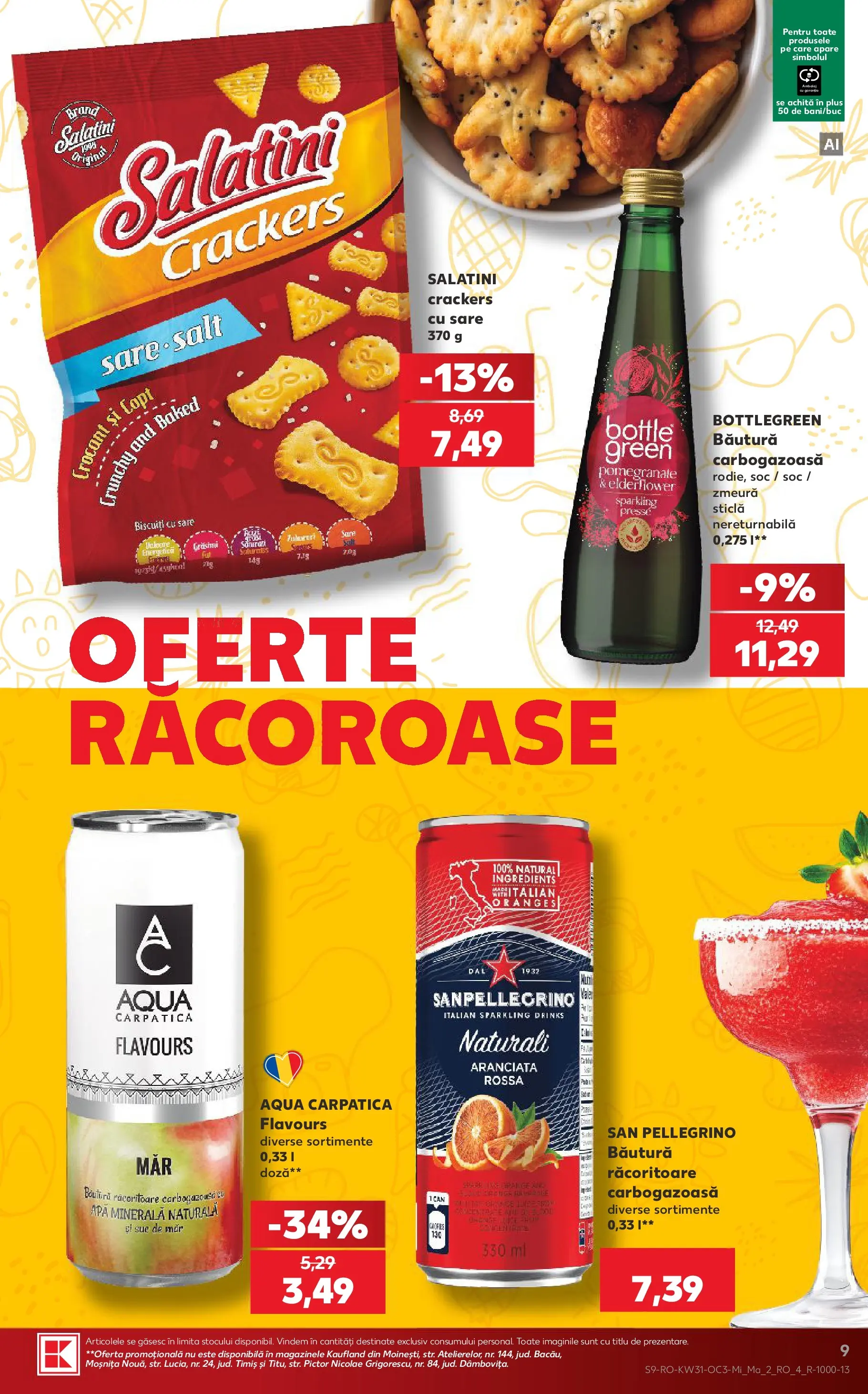 Kaufland Comarnic 29.07.2026 - Revista si Oferta | Pagină: 9 | Produse: Yazı tahtası kalemi, Biscuiți, Apă, Sare