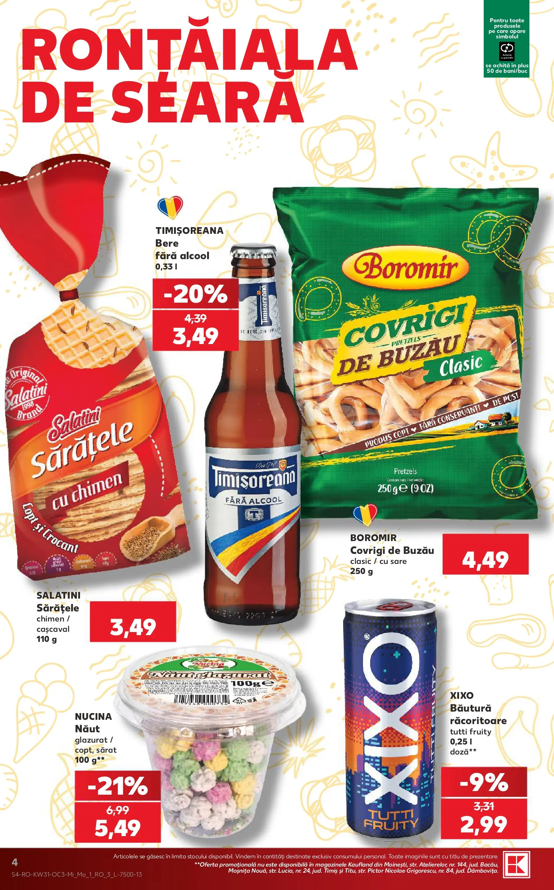 Kaufland Viseu de Sus 29.07.2026 - Revista si Oferta | Pagină: 4 | Produse: Cașcaval, Bere, Sare