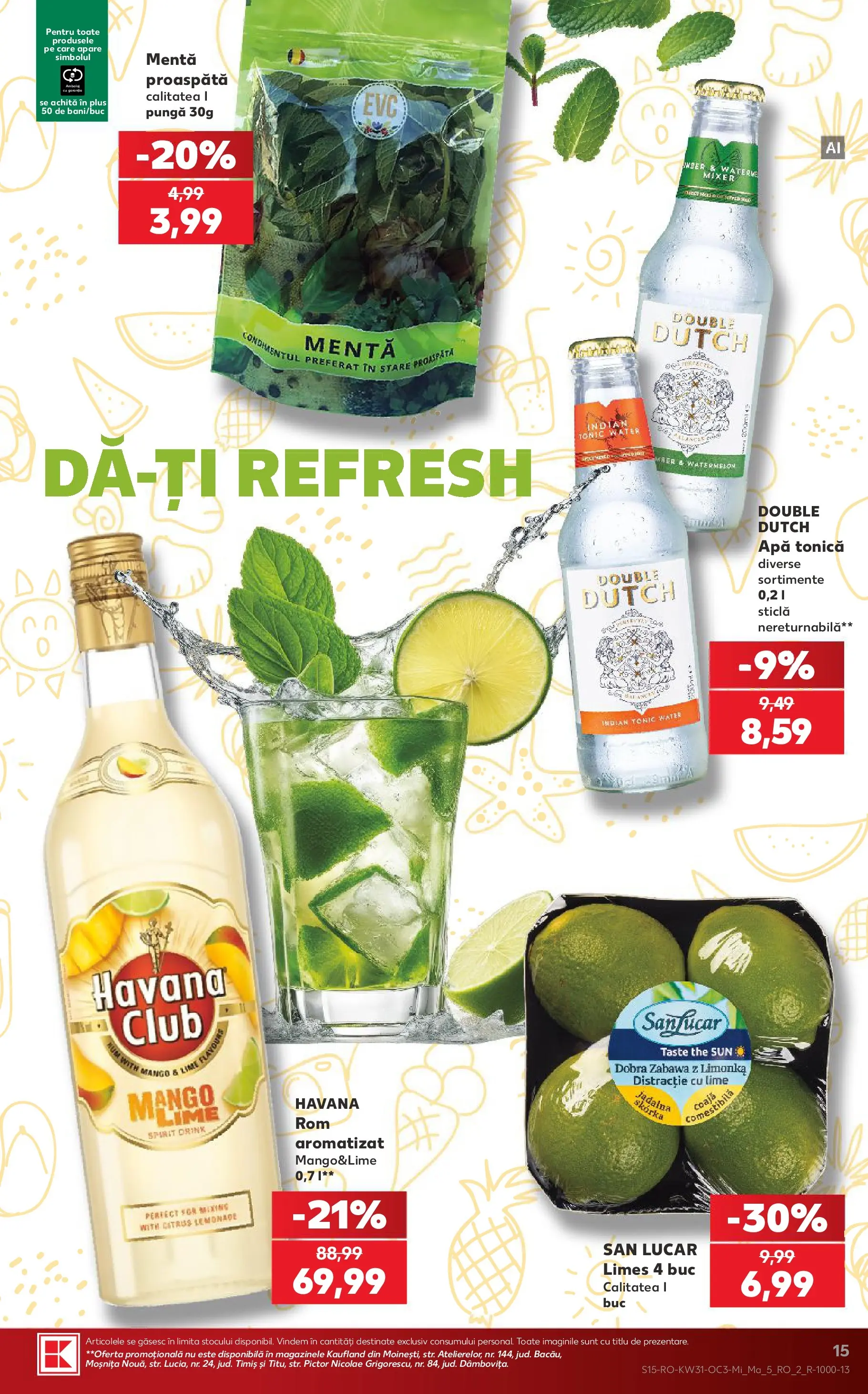 Kaufland Comarnic 29.07.2026 - Revista si Oferta | Pagină: 15 | Produse: Lime, Mixer, Apă, Mango
