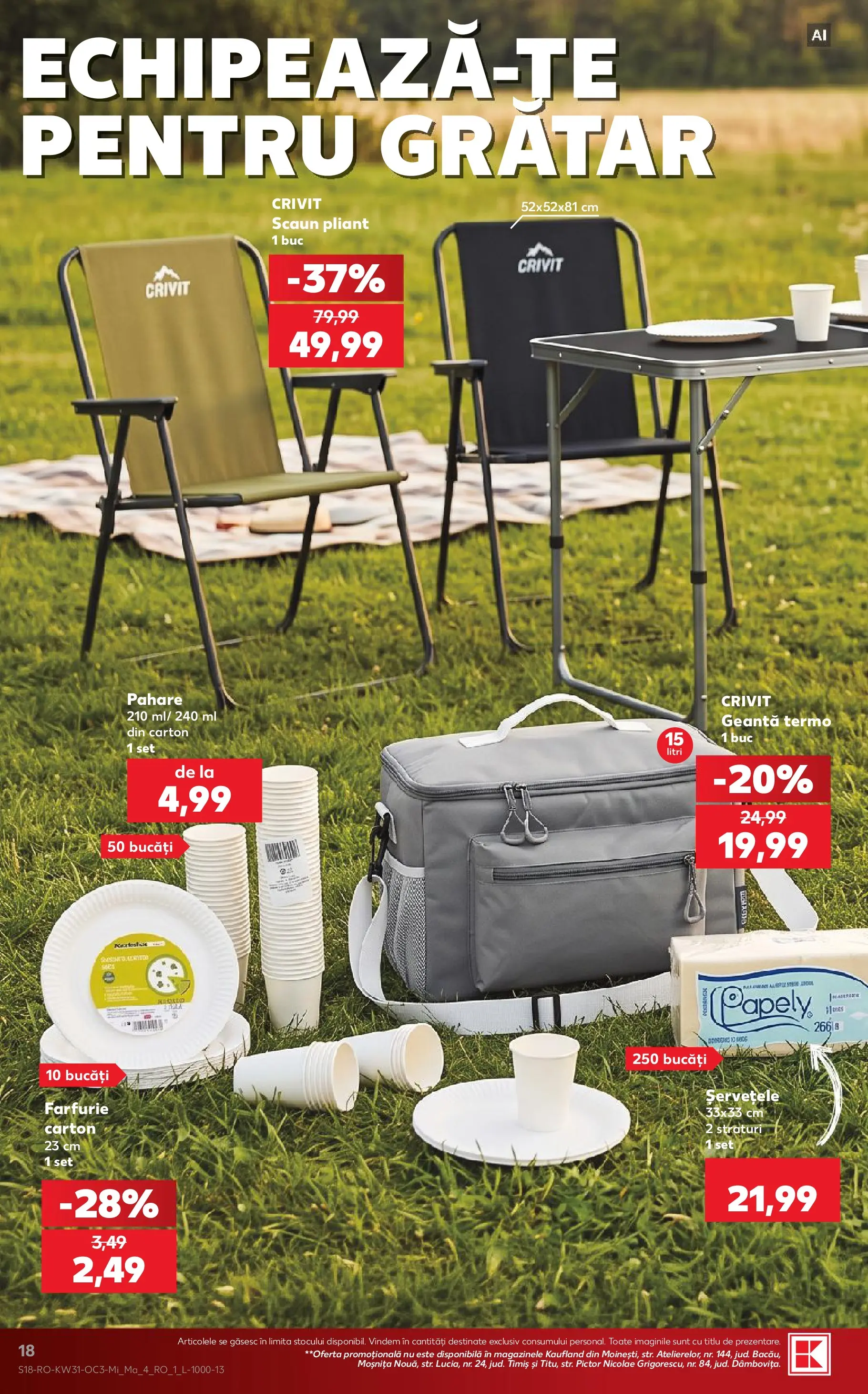 Kaufland Comarnic 29.07.2026 - Revista si Oferta | Pagină: 18 | Produse: Pahare, Grătar, Scaun, Farfurie