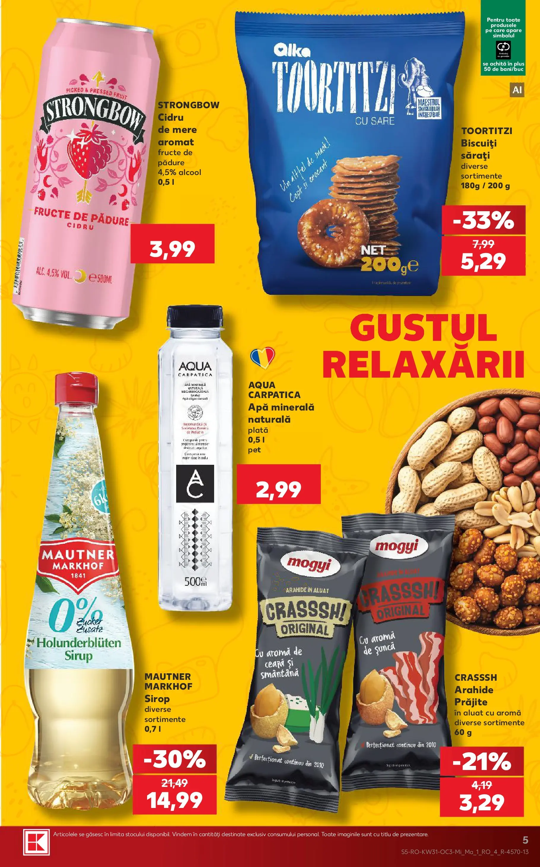 Kaufland Comarnic 29.07.2026 - Revista si Oferta | Pagină: 5 | Produse: Yazı tahtası kalemi, Arahide, Smântână, Biscuiți