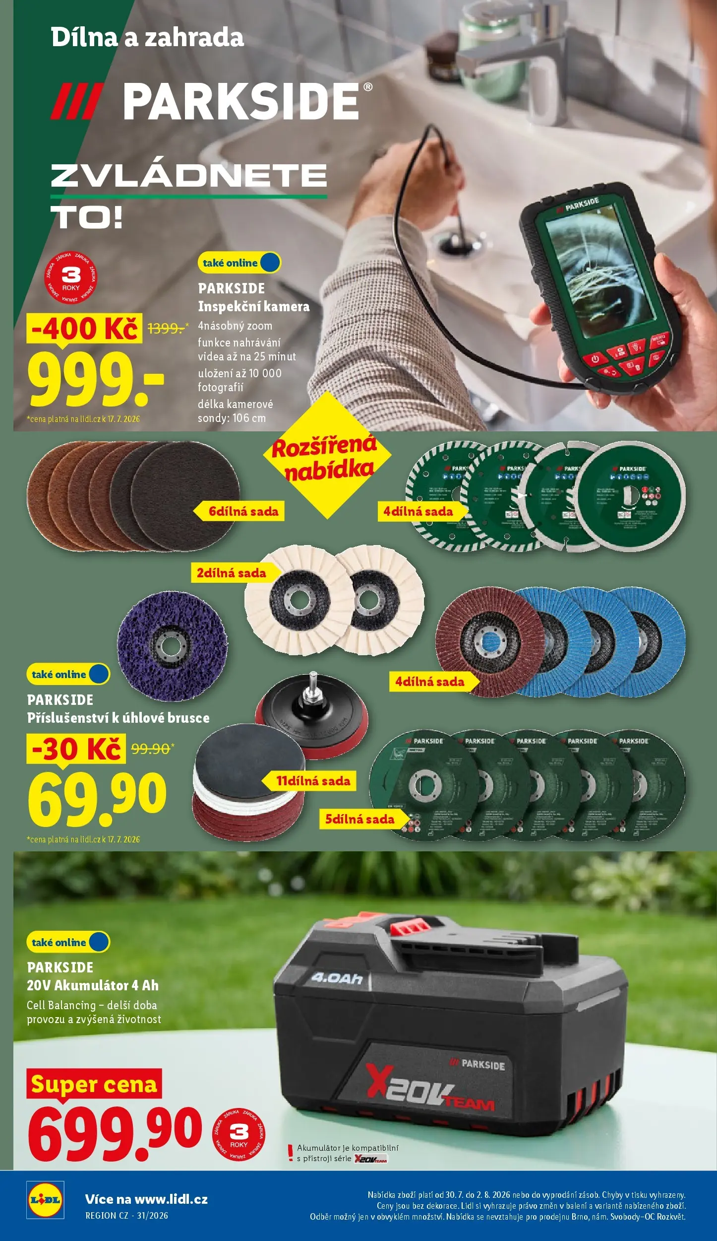 Lidl leták od 27.07.2026 - Nový akční leták | Strana: 16 | Produkty: Parkside, Zahrada, Párky, Kamera