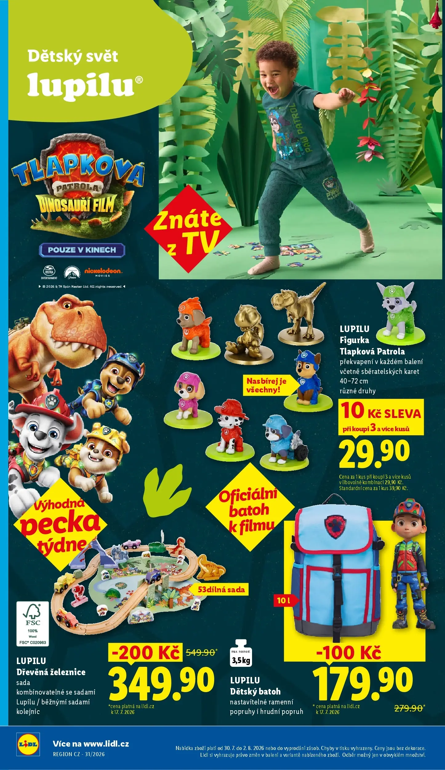 Lidl leták od 27.07.2026 - Nový akční leták | Strana: 20 | Produkty: Tlapková patrola, Batoh, Dinosauři