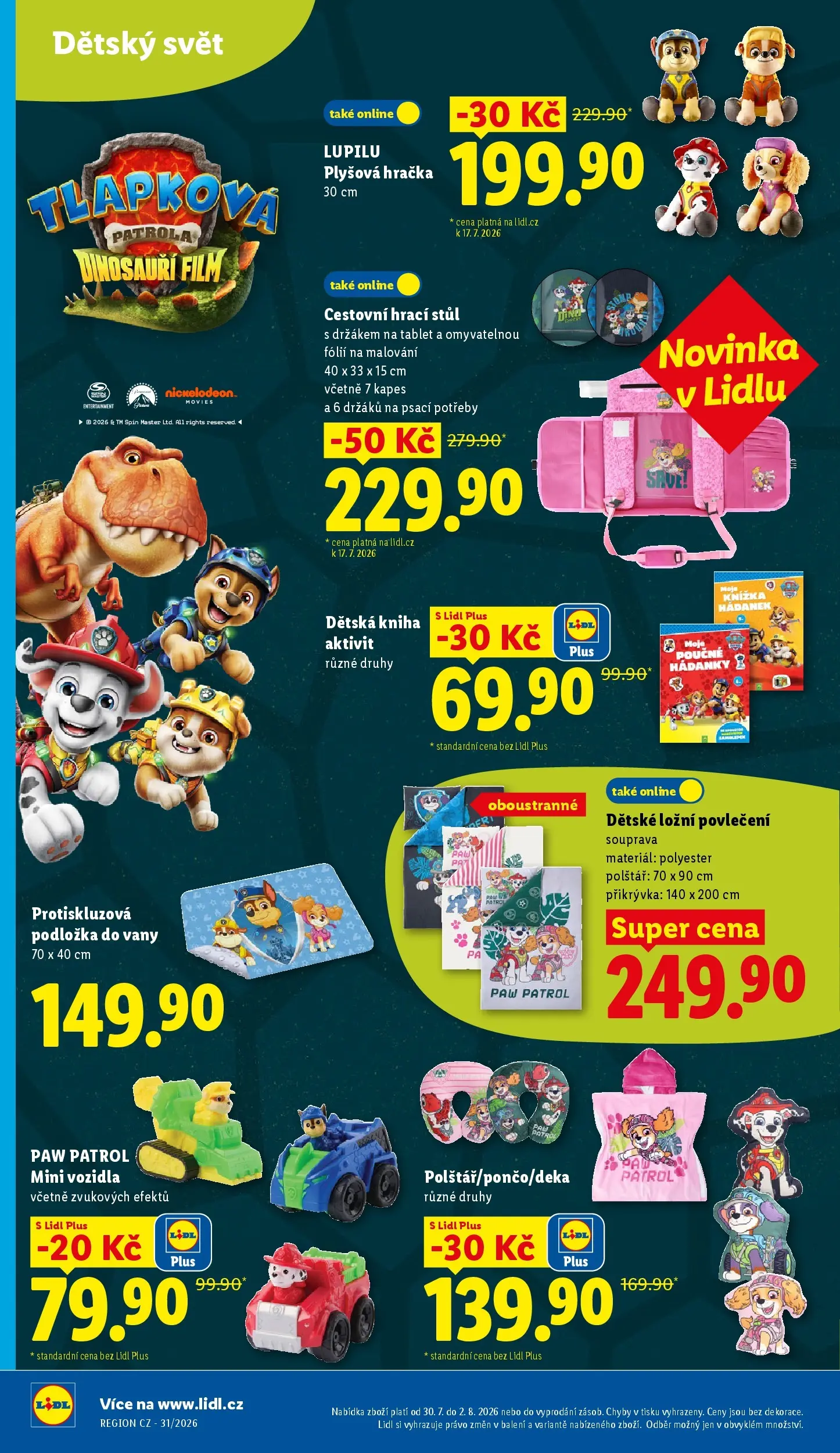 Lidl leták od 27.07.2026 - Nový akční leták | Strana: 22 | Produkty: Kniha, Dinosauři, Ložní povlečení, Knížka