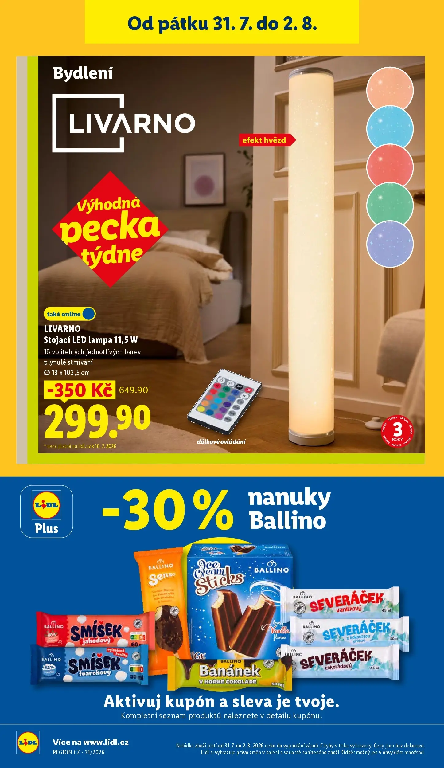 Lidl leták od 27.07.2026 - Nový akční leták | Strana: 26 | Produkty: Nanuky, Stojací LED lampa, Lampa, LED