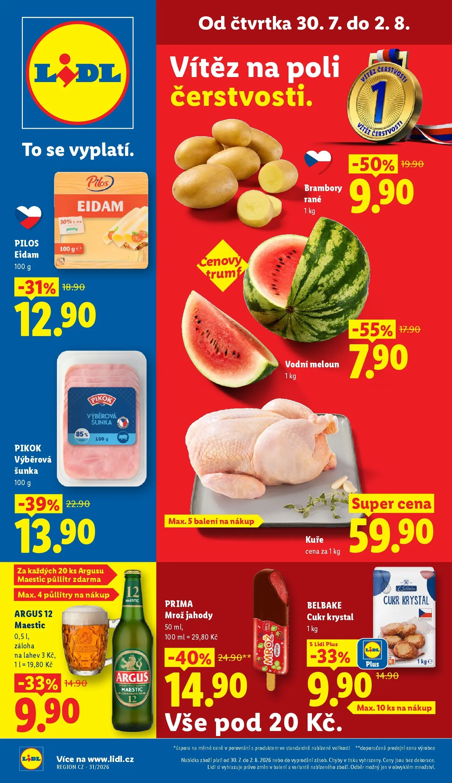 Lidl leták od 30.07.2026 - Nový akční leták | Strana: 1 | Produkty: Půllitr, Cukr, Cukr krystal, Pikok