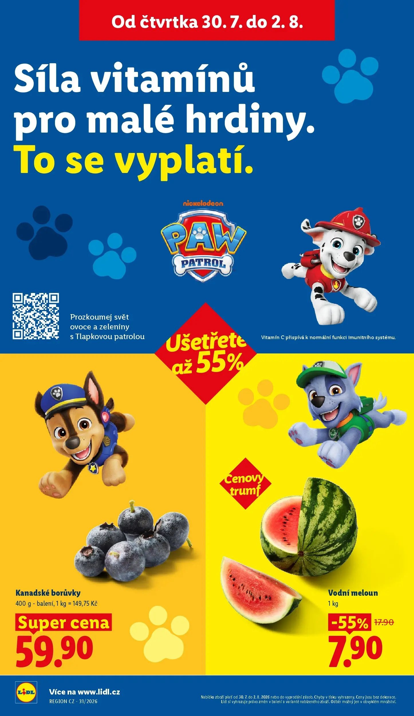 Lidl leták od 30.07.2026 - Nový akční leták | Strana: 14 | Produkty: Vitamin c, Meloun, Ovoce, Borůvky