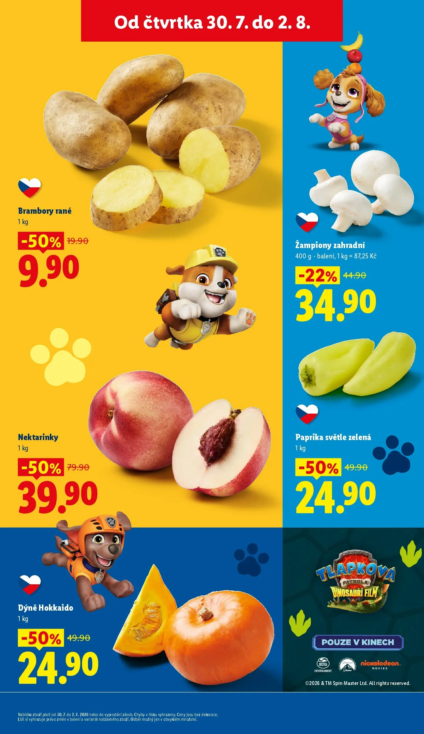 Lidl leták od 30.07.2026 - Nový akční leták | Strana: 15 | Produkty: Žampiony, Paprika, Brambory, Dýně
