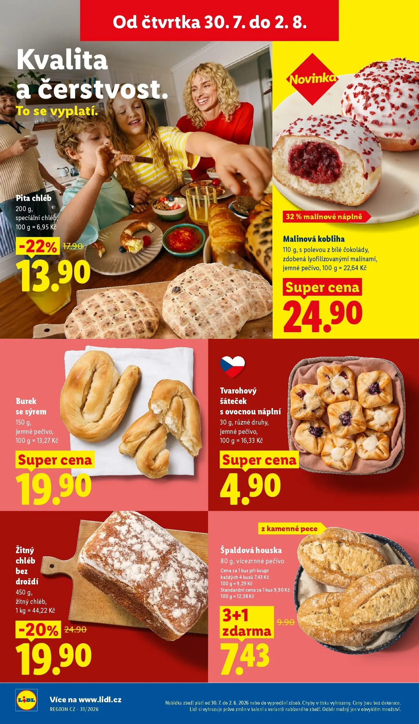 Lidl leták od 30.07.2026 - Nový akční leták | Strana: 18 | Produkty: Chléb, Pečivo, Pita chléb, Droždí