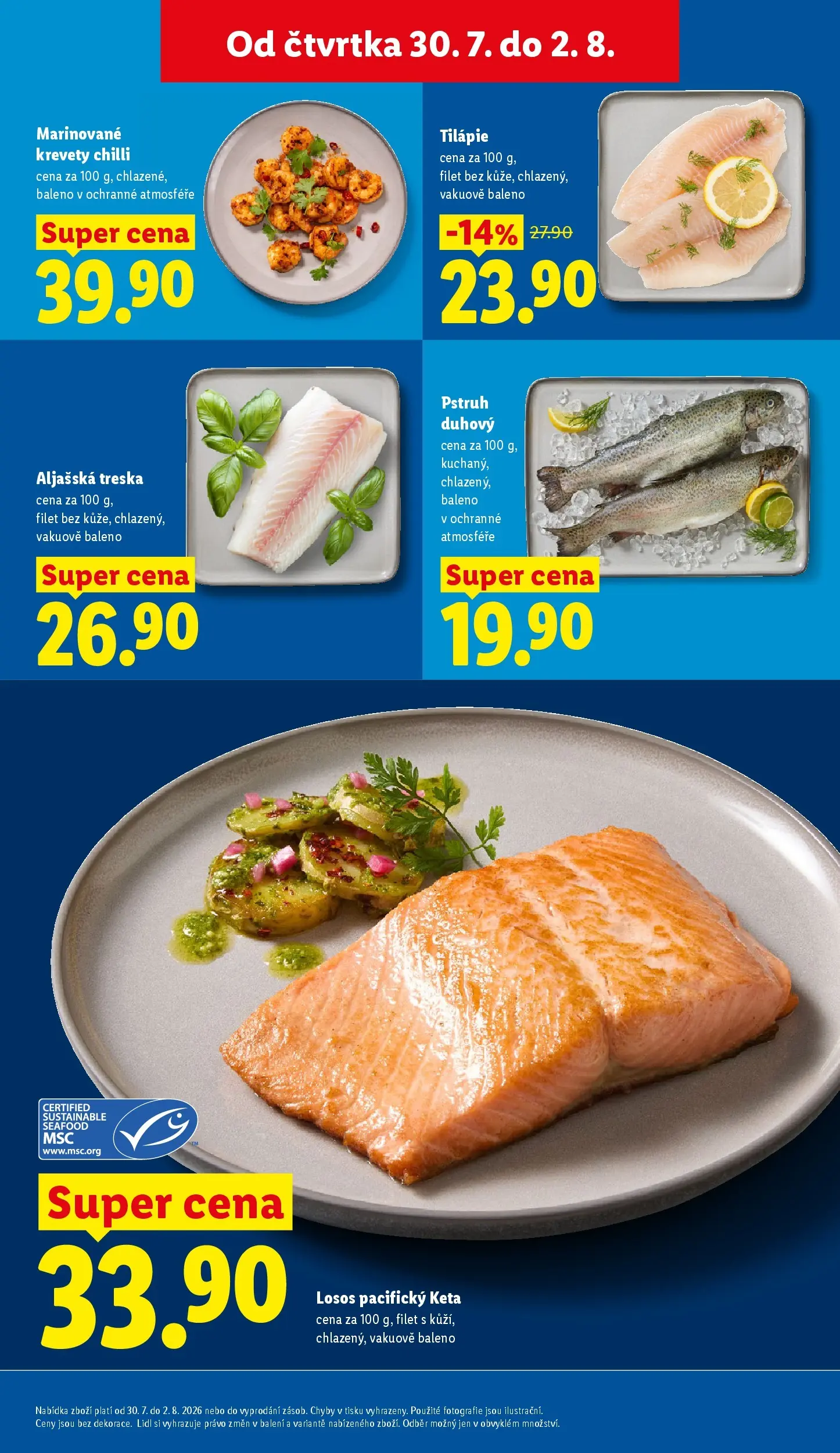 Lidl leták od 30.07.2026 - Nový akční leták | Strana: 19 | Produkty: Tilapie, Pstruh, Filet, Krevety