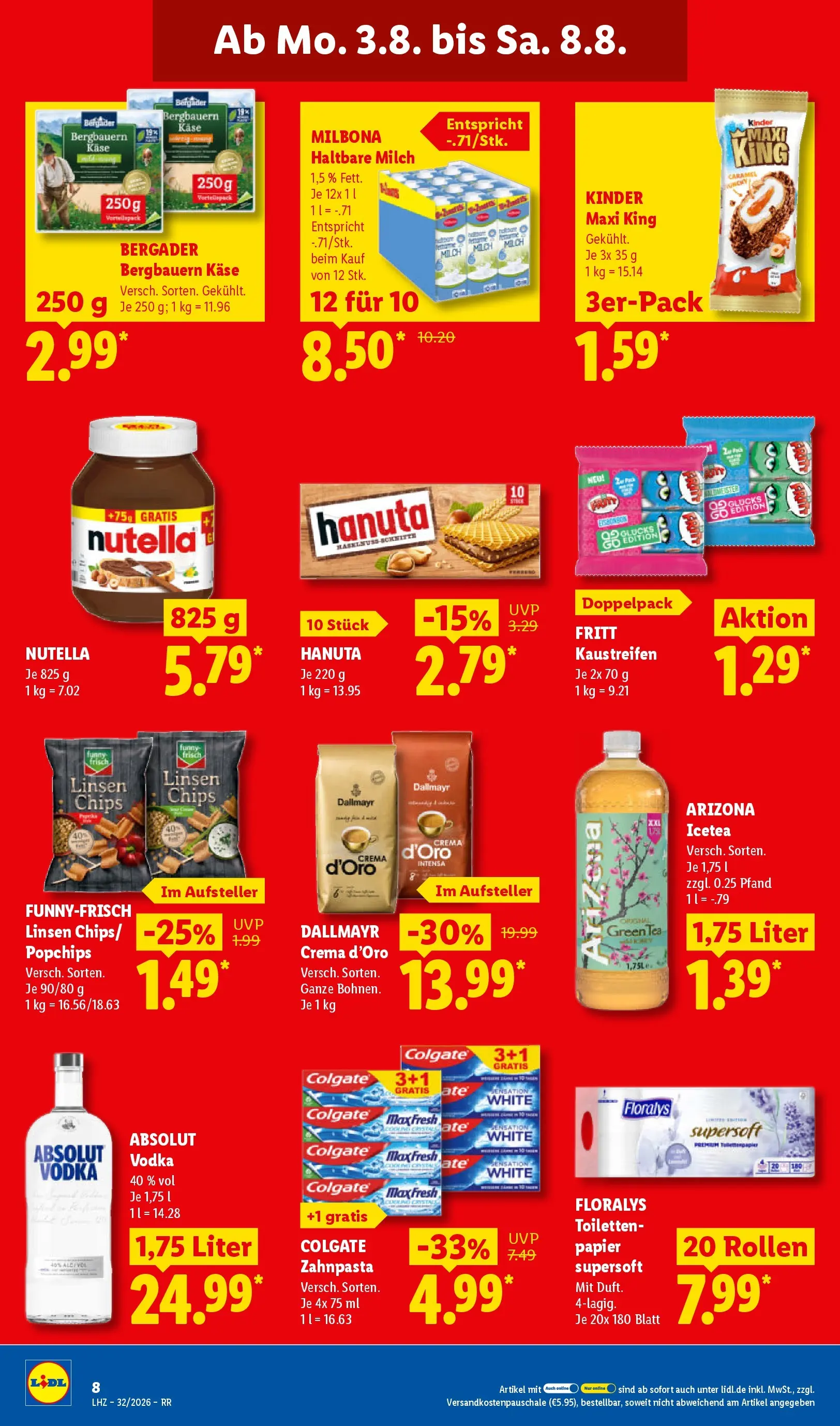 Lidl Prospekt Zülpich (ab 03.08.2026) » Angebote online | Seite: 16 | Produkte: Milch, Haltbare milch, Dallmayr, Toilettenpapier Lidl Prospekt Zülpich (ab 03.08.2026) zum Blättern » Angebote | Seite: 16 | Produkte: Milch, Haltbare milch, Dallmayr, Toilettenpapier
