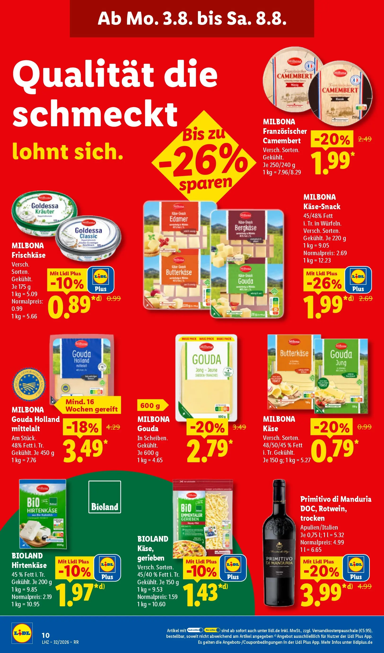 Lidl Prospekt Zülpich (ab 03.08.2026) » Angebote online | Seite: 26 | Produkte: Käse, Toast, Edamer, Frischkase Lidl Prospekt Zülpich (ab 03.08.2026) zum Blättern » Angebote | Seite: 26 | Produkte: Käse, Toast, Edamer, Frischkase