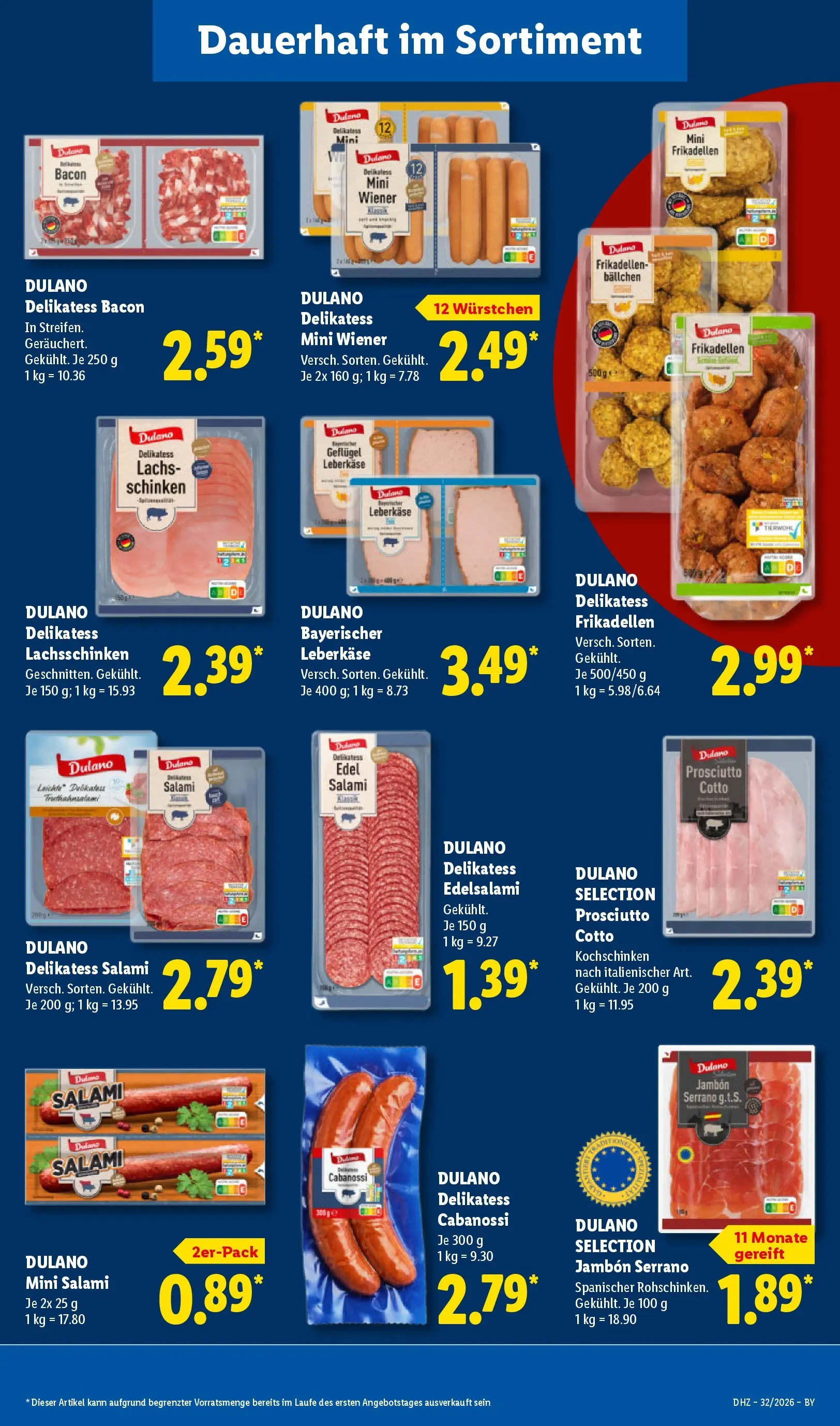 Lidl Prospekt Hof-innenstadt (ab 03.08.2026) zum Blättern » Angebote | Seite: 25 | Produkte: Lachs, Salami, Schinken, Leberkase