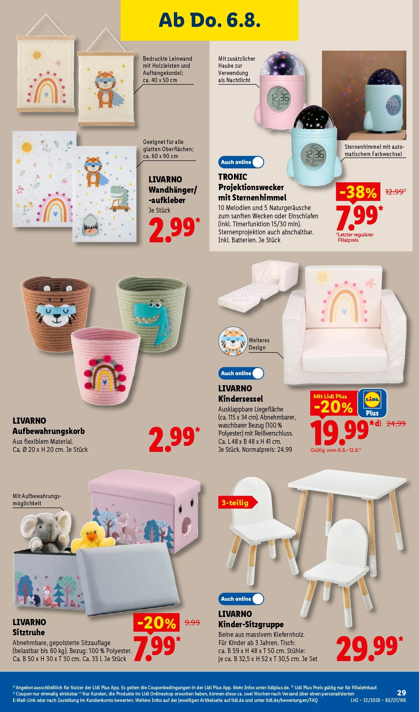 Lidl Prospekt Plettenberg (ab 03.08.2026) zum Blättern » Angebote | Seite: 47 | Produkte: Tisch, Kindersessel, Nachtlicht